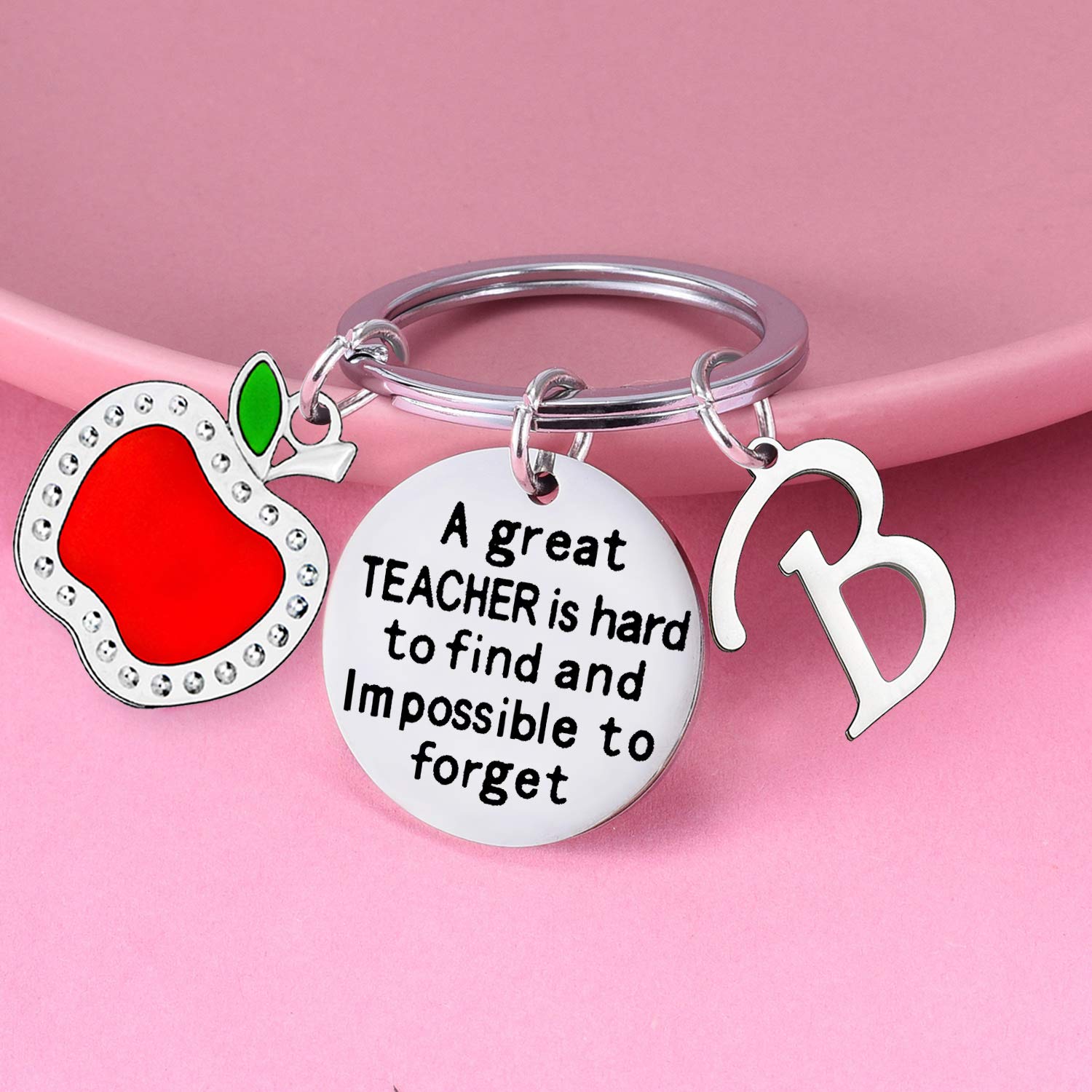 Personalized Initial Keychain for Teachers - Custom Thank You Gift for Women Educators - Perfect for Teacher Appreciation Week, End of Year Gifts & Retirement Presents