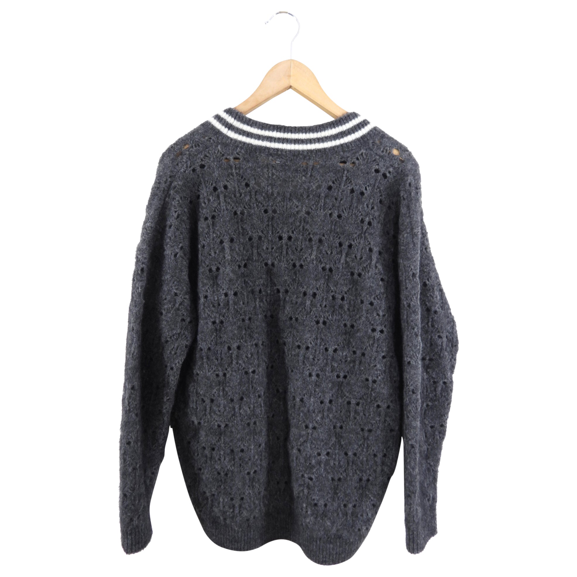Brunello Cucinelli Grey V-Neck Mohair Blend Sweater for Women - Soft Open Knit Winter Pullover for Casual Wear & Office Outfits