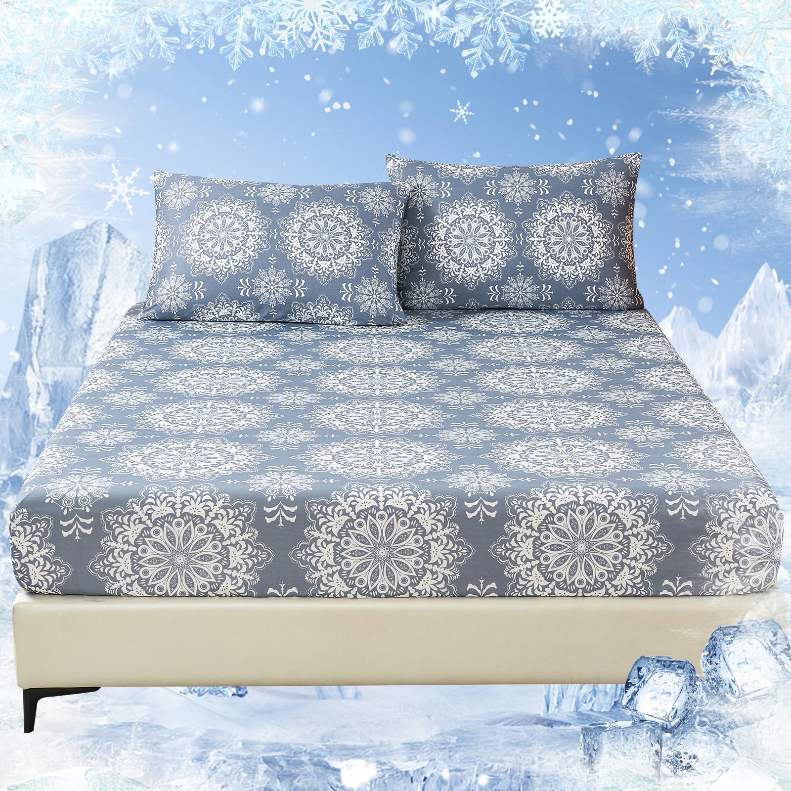 Arc-Chill Q-Max Cooling Fitted Sheet Queen Size - Ultra-Cool & Breathable 0.5+ Cool Fiber Sheet for Hot Sleepers - 16