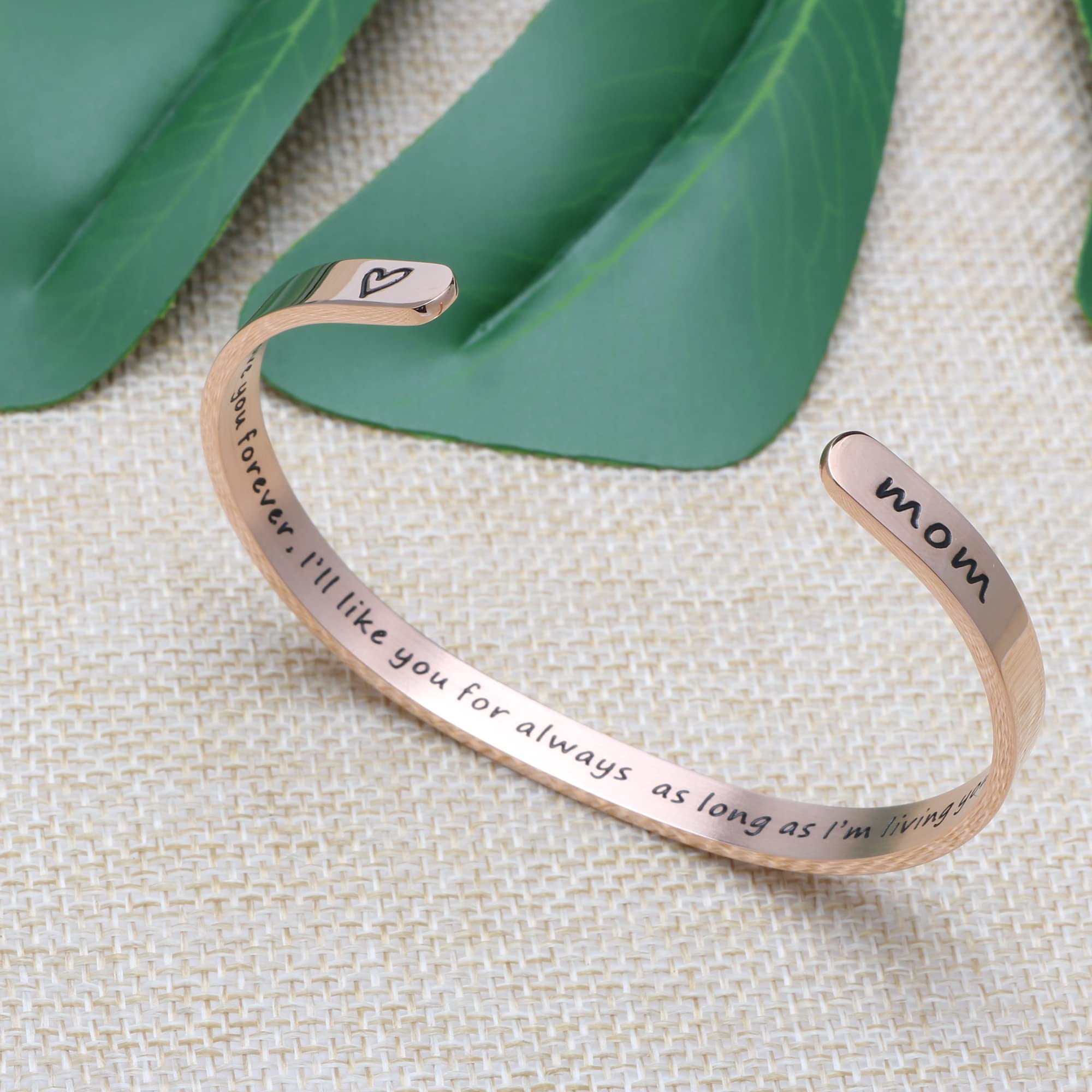 JoycuFF Women's Stainless Steel Cuff Bracelet - Meaningful Christmas, Birthday & Thanksgiving Gift for Mom, Mother, Mummy - Elegant Bangle for Everyday Wear, Special Occasions & Thoughtful Year-Round Gifting