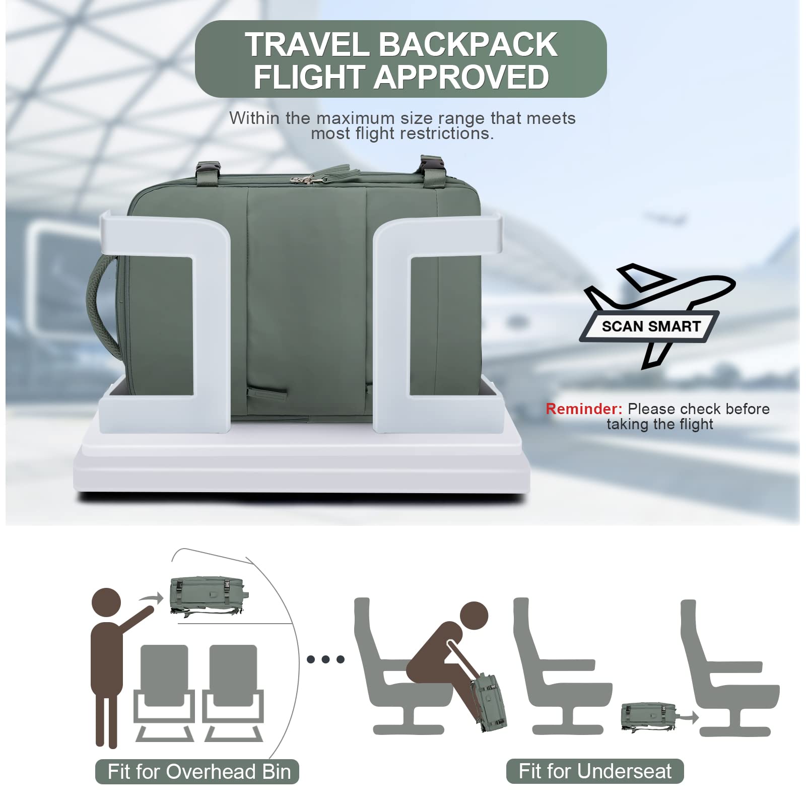 Coofay Airline Approved Travel Backpack for Women & Men - Waterproof Carry On Backpack, Lightweight Hiking Daypack for Outdoor Sports, Gym, Work Commute & Weekend Getaways