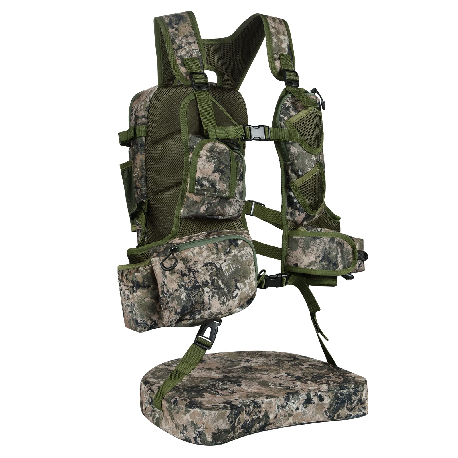 LUCKY CLOVER Turkey Hunting Vest with Seat Cushion - Comfortable Camo Vest for Turkey Hunters | Ideal for Field Hunting & Outdoor Adventures