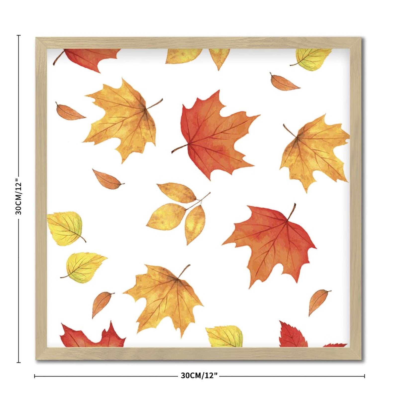 Thanksgiving Fall Maple Leaves Wooden Sign - Rustic Harvest Autumn Decor with Distressed Wood Frame - 12x12 Inch Wall Hanging for Bedroom, Living Room, or Front Door - Perfect Seasonal Gift for Birthdays and Holidays