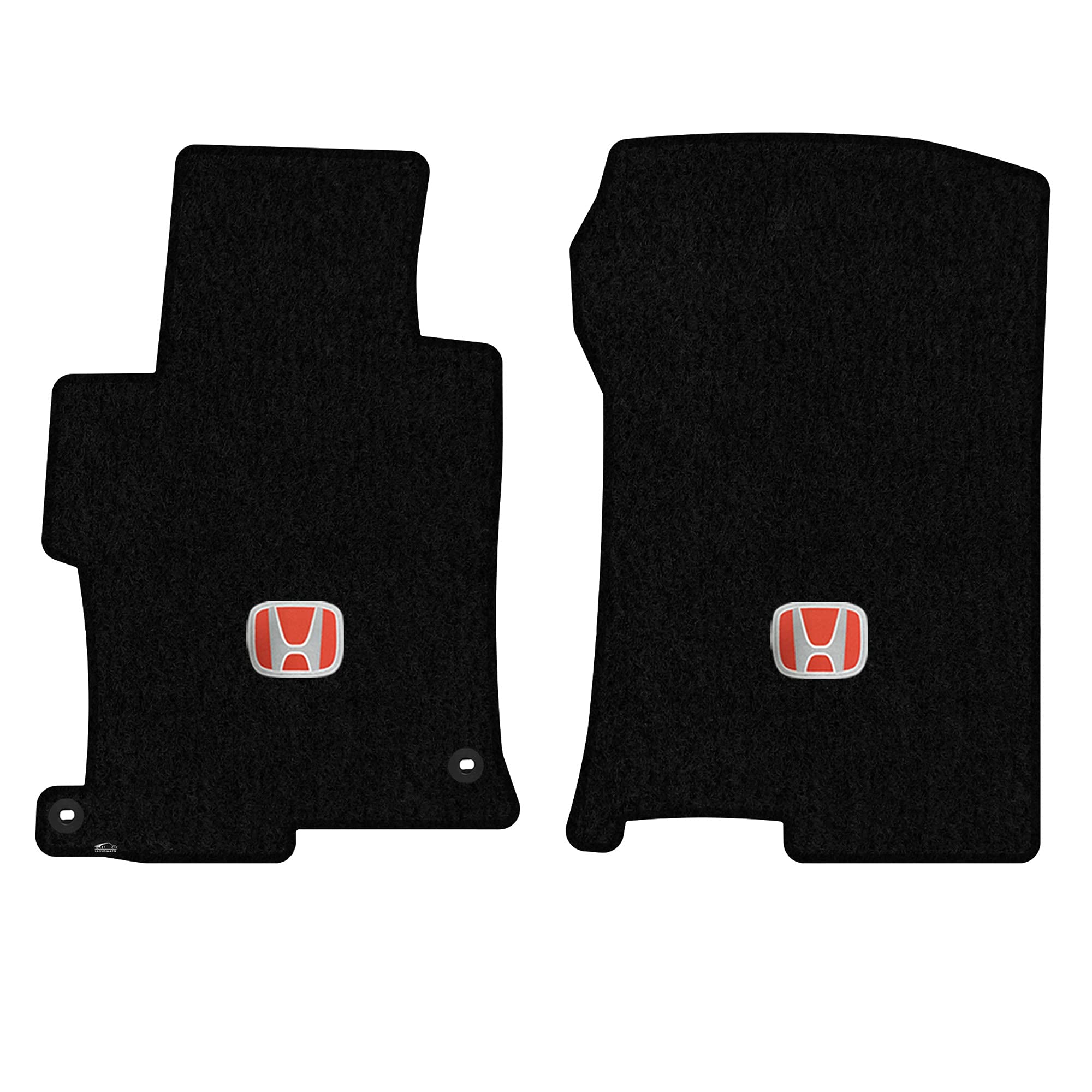 Premium Custom-Fit Carpeted Floor Mats for 2013-2017 Honda Accord Coupe - Luxury Car Floor Liners with Silver & Red Honda Logo (Black, 2-Piece Front Set) - Perfect for All-Weather Protection & Enhanced Interior Style