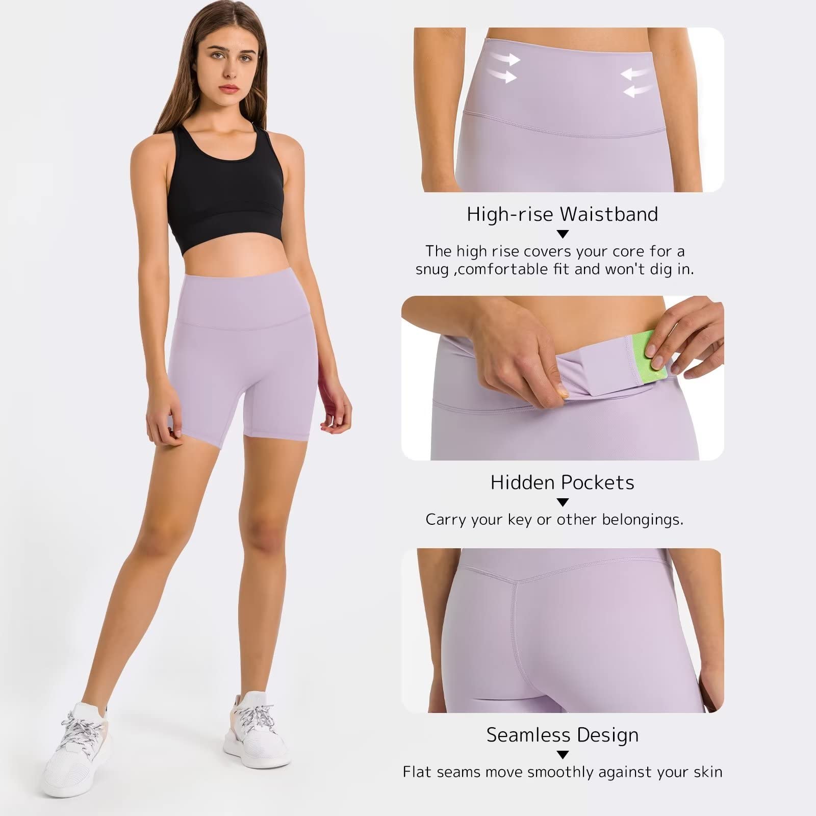 **Women's High Waist Yoga Shorts - Anti-Chafing Compression Running Shorts for Gym, Cycling & Workout | Quick-Dry, Seamless & Sweat-Wicking | Perfect for Activewear & Fitness Training**