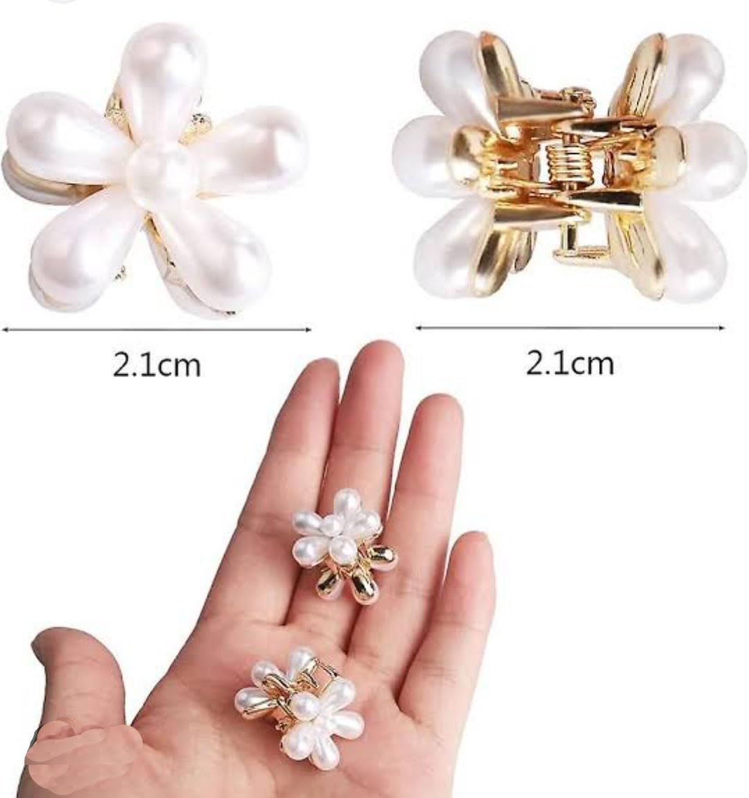 Korean Style Pearl Hair Claw Clips - 10 Pack Flower Shaped Barrettes for Women & Girls | Elegant Hair Accessories for Wedding, Party & Daily Use