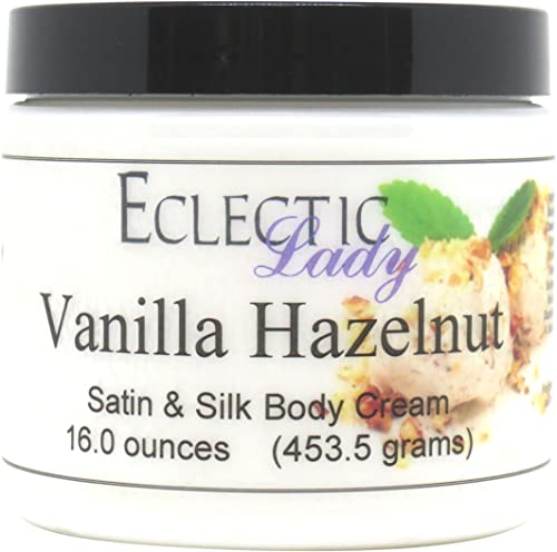 Vanilla Hazelnut Satin & Silk Body Cream - Ultra Moisturizing Lotion for Dry Skin - 16 oz Hydrating Body Butter for Smooth & Glowing Skin - Perfect for Daily Use & Nighttime Skincare Routine