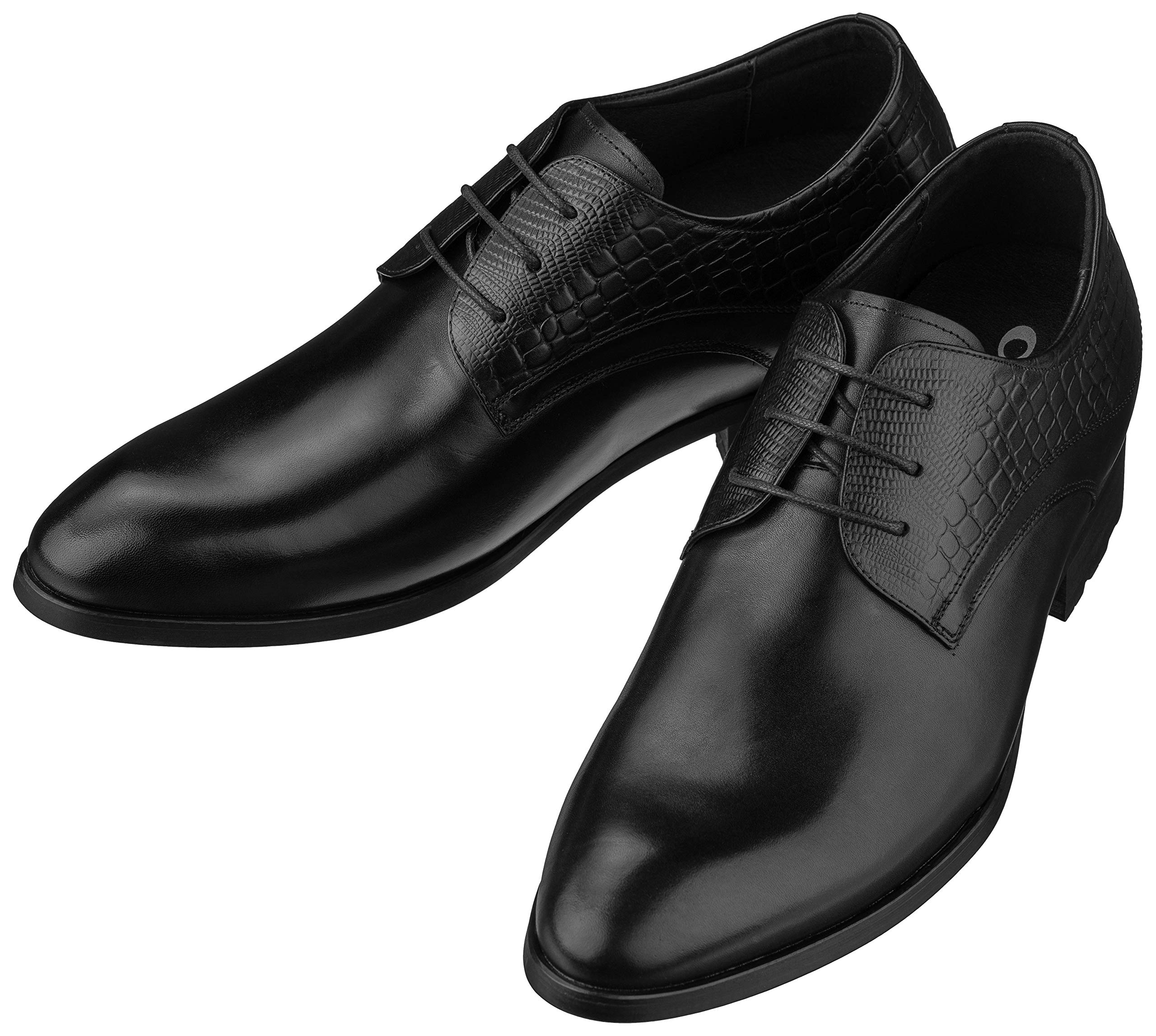 CALTO Men's 3 Inch Height Increase Elevator Dress Shoes - Pointed Toe Formal Shoes for Business, Dating & Special Occasions