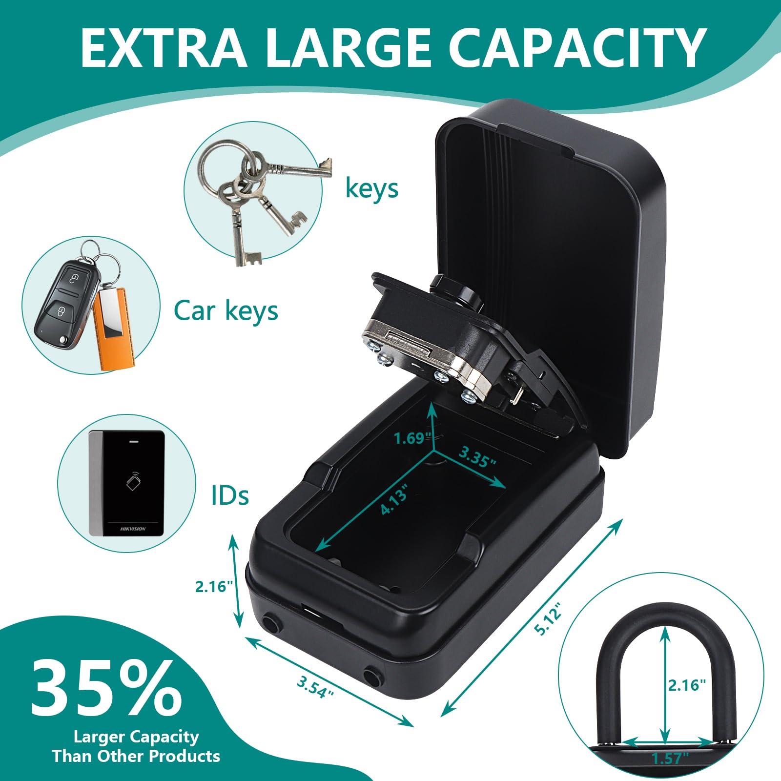 Sturdy Waterproof Key Lock Box with 4-Digit Combination - Large Capacity Security Key Hider for Outdoor & Indoor Use - Perfect for Storing House Keys, Car Keys, and ID Cards - Ideal for Home, Office, Vacation Rentals, and Real Estate Agents