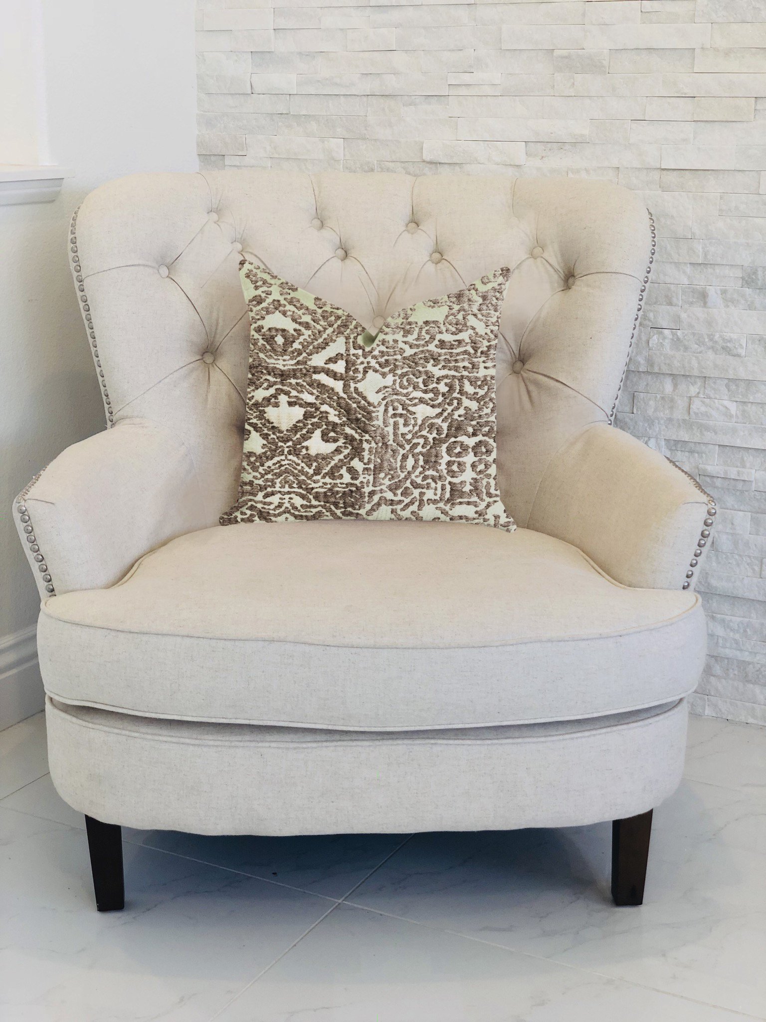 Plutus Brands Dusky Cosmo Textured Double-Sided King Size Luxury Throw Pillow - 20x36 Inches, Brown/Beige - Perfect for Sofa, Bed & Home Decor