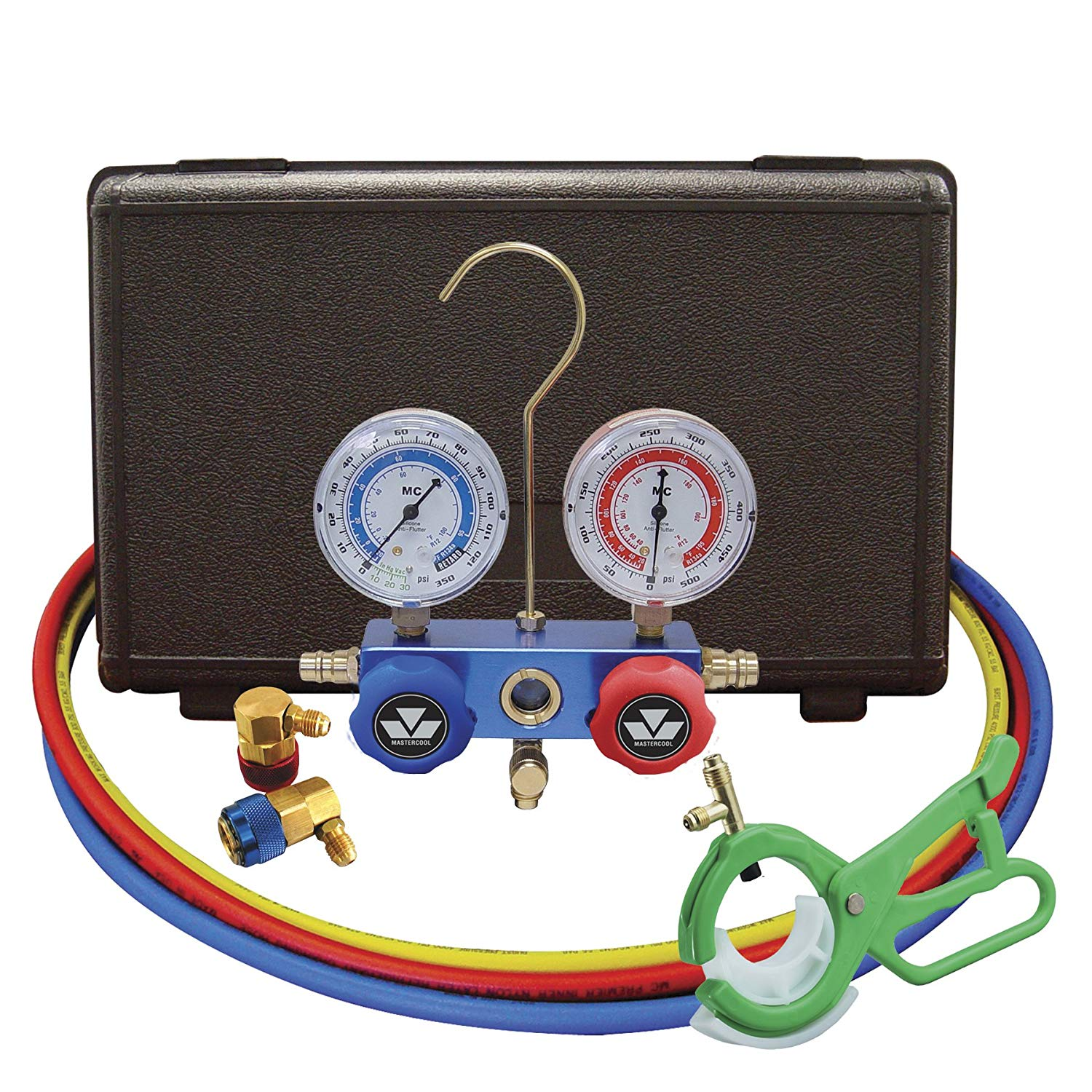Mastercool 89660 PRO5 R134A Aluminum Manifold Gauge Set - Professional HVAC Refrigerant Charging Kit for AC Repair & Automotive Maintenance - Perfect for Mechanics, DIY Enthusiasts & HVAC Technicians