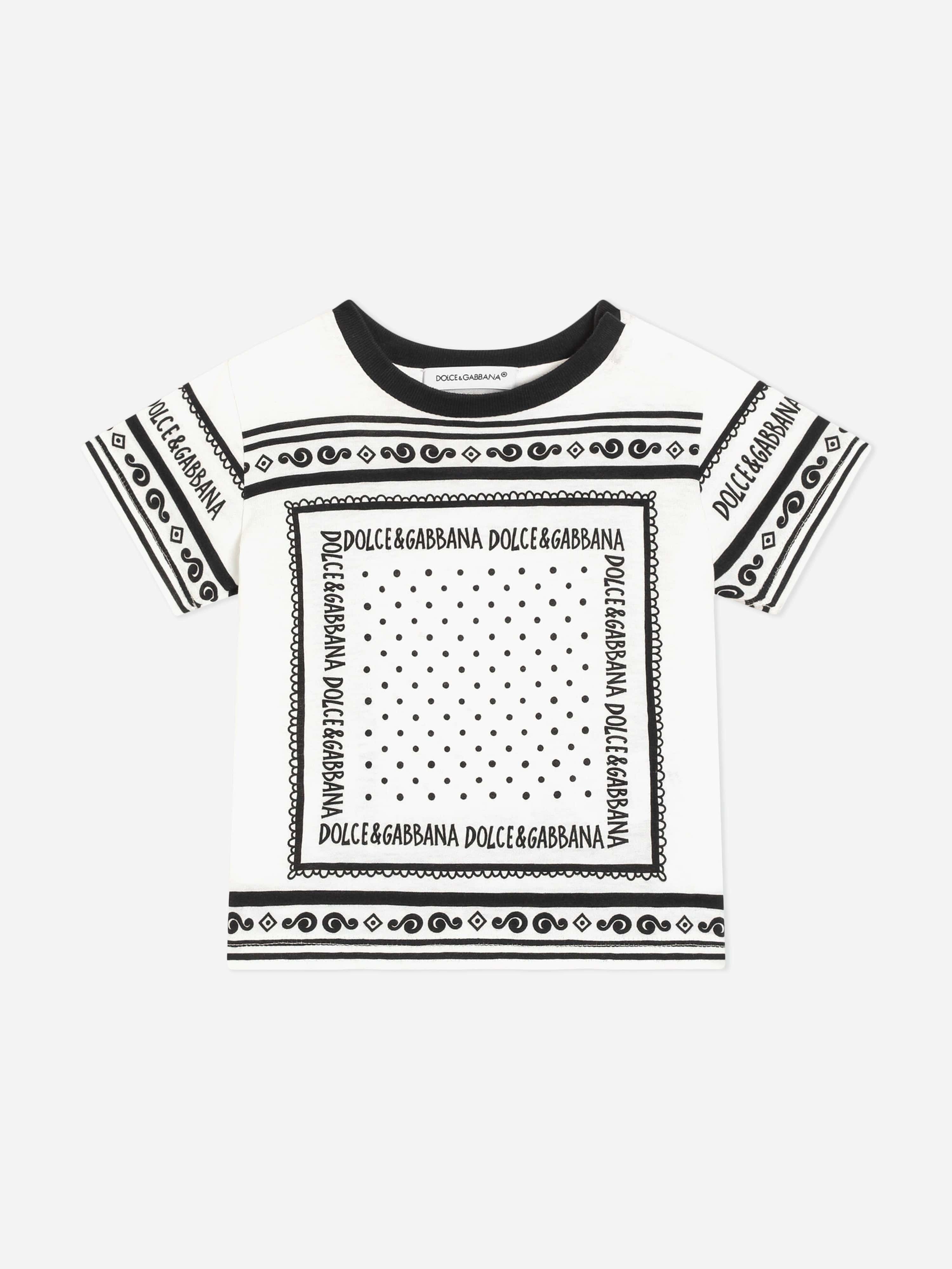 Baby Boys Bandana Print White T-Shirt - Soft Cotton Tee for Playtime, Outings & Casual Wear