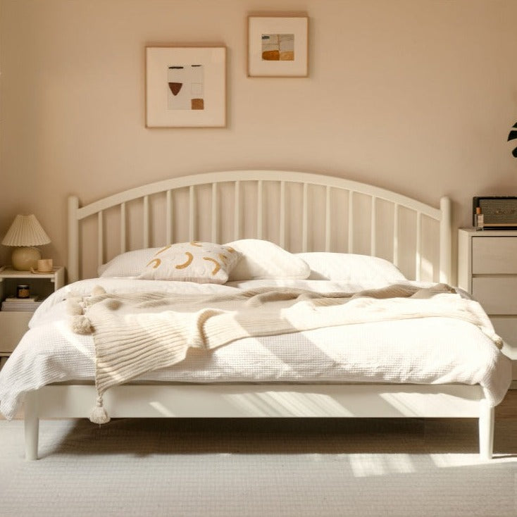 Solid Wood Bed Frame - Beech or Poplar - Queen/King Size - Modern & Sturdy Design for Bedroom, Guest Room, or Dorm - Free Shipping & Easy Assembly