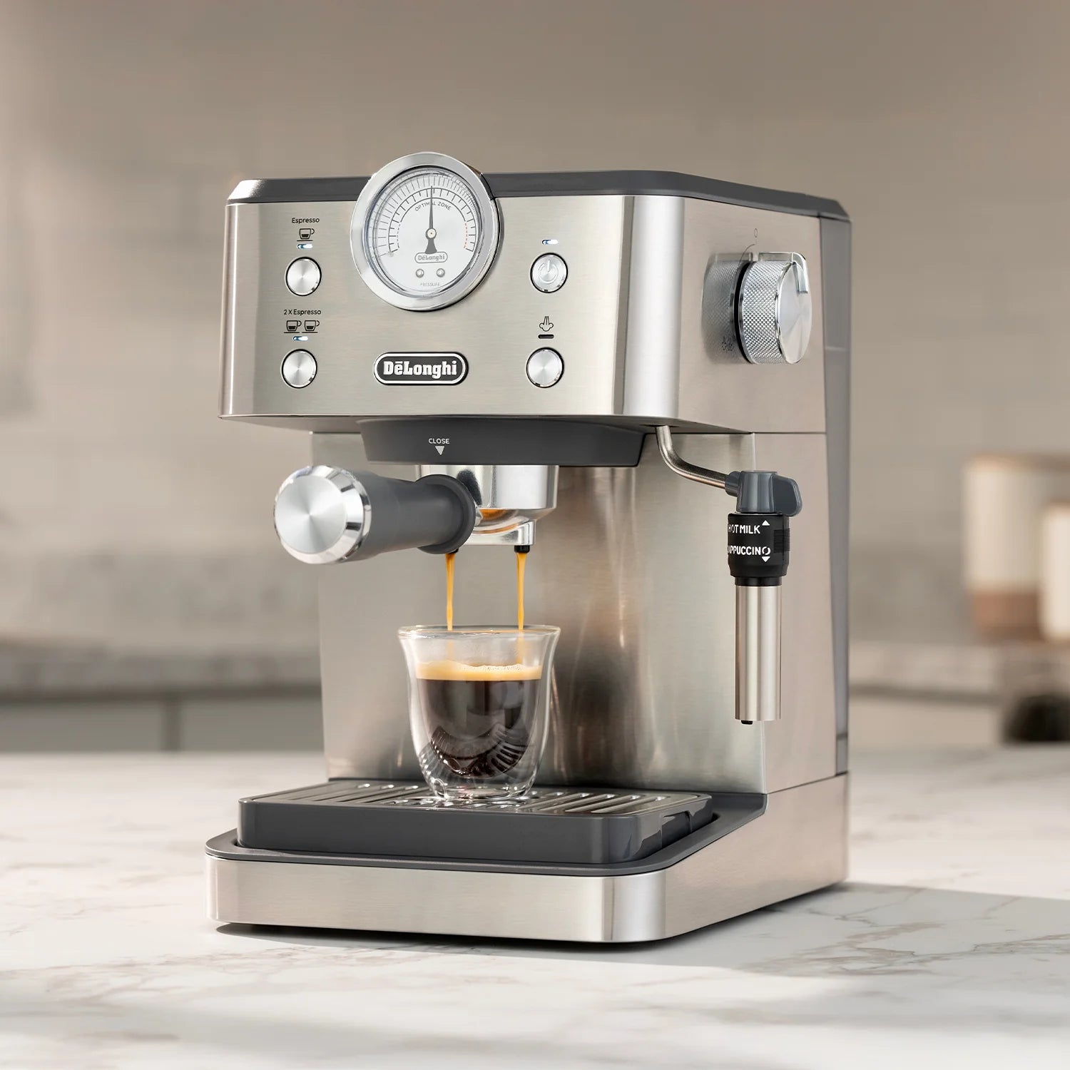 De'Longhi Linea Classic Espresso Machine - Stainless Steel EM450M for Home Baristas & Coffee Lovers | Perfect for Kitchen, Office & Small Cafes