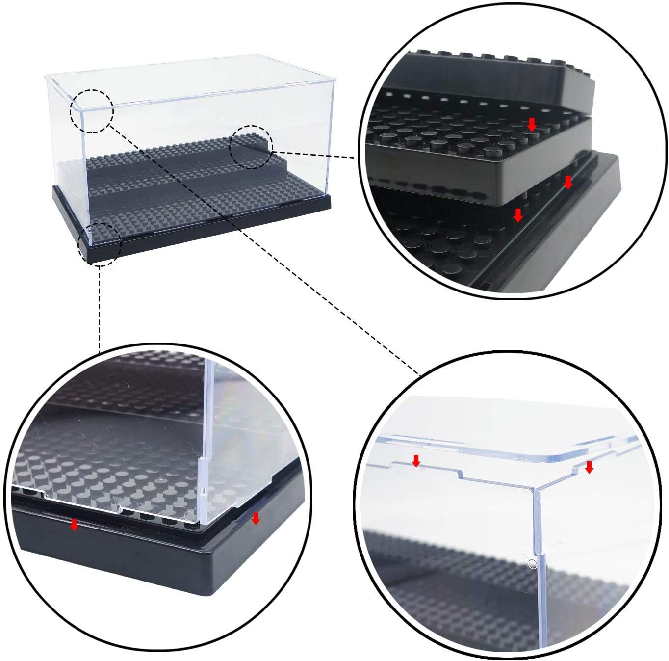 Kuzhi Dustproof Acrylic Display Case for LEGO & Building Blocks - 5.4W x 10L Black - Perfect for Toy Storage & Collection Showcase