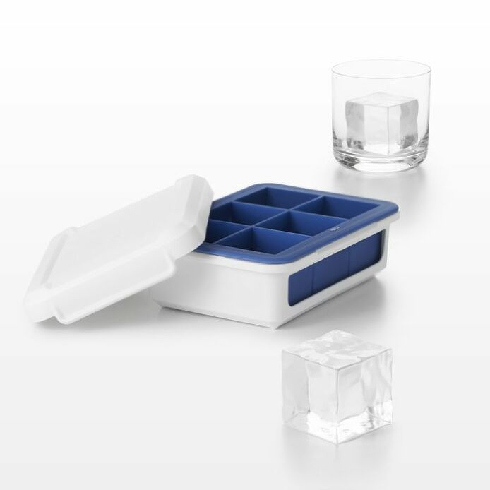 Premium Silicone Ice Cube Tray with Lid - Extra Large 2 Inch Square Ice Cubes for Whiskey, Cocktails & Cold Drinks - BPA Free, Flexible & Durable for Home Bars & Parties