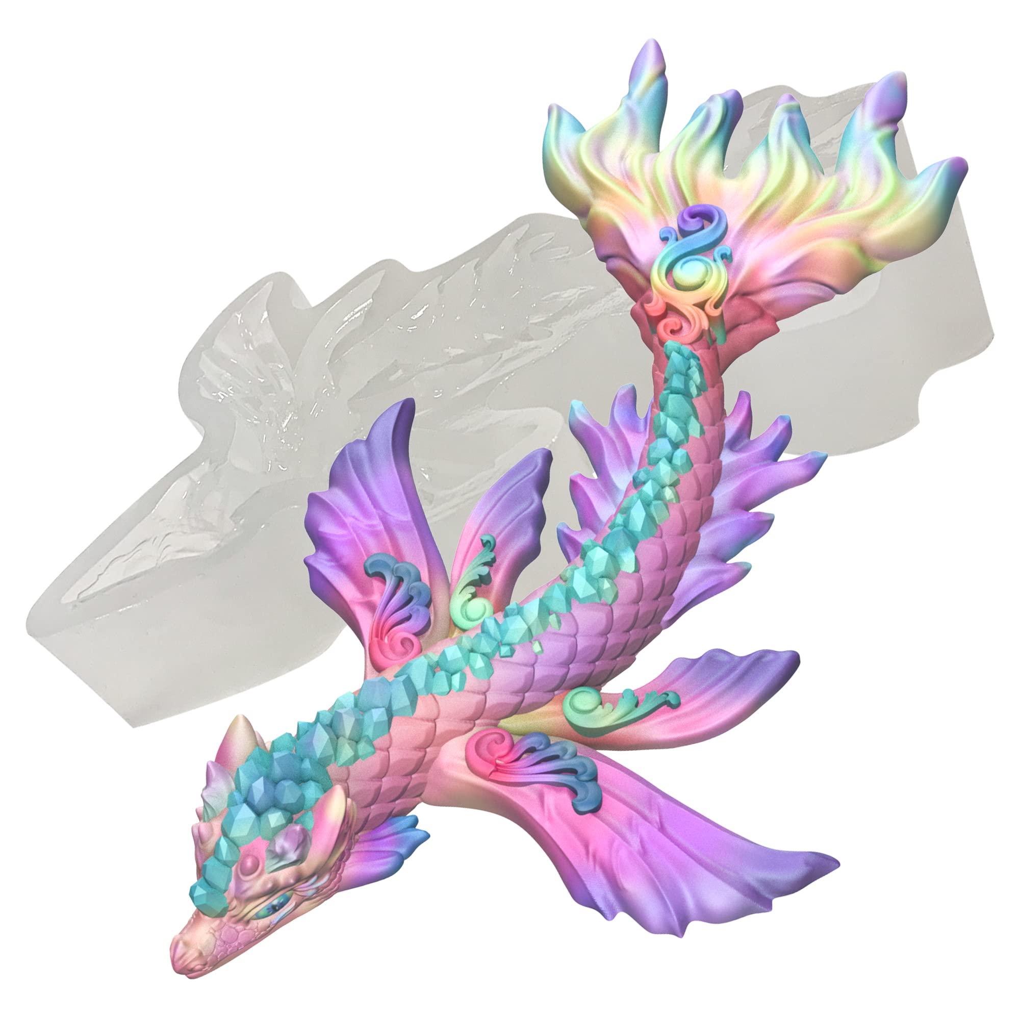 3D Epoxy Resin Silicone Mold for Fondant Sugar Craft - Magical Crystal Water Dragon Design for Cake Toppers, Polymer Clay & Plaster Decorations | Perfect for DIY Crafts, Birthday Cakes, and Home Decor