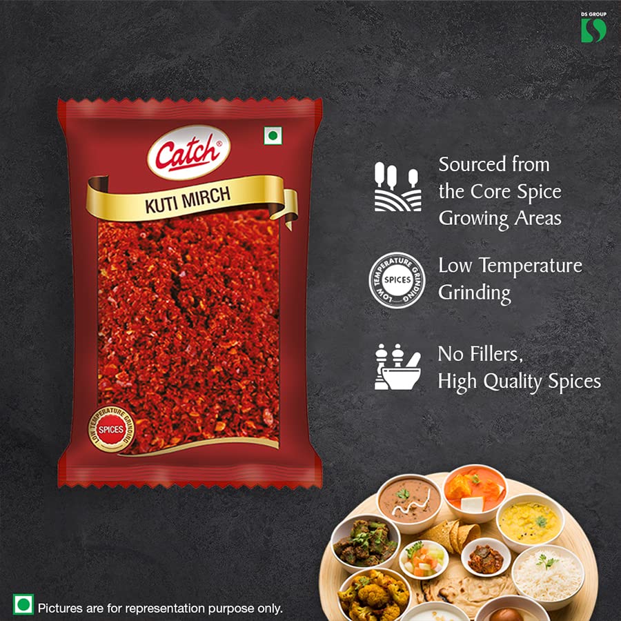 Premium Catch Kuti Mirch Powder 100g - Authentic Indian Chili Spice for Cooking, Curry & BBQ - Hot & Flavorful Seasoning for Meat, Vegetables & Rice Dishes