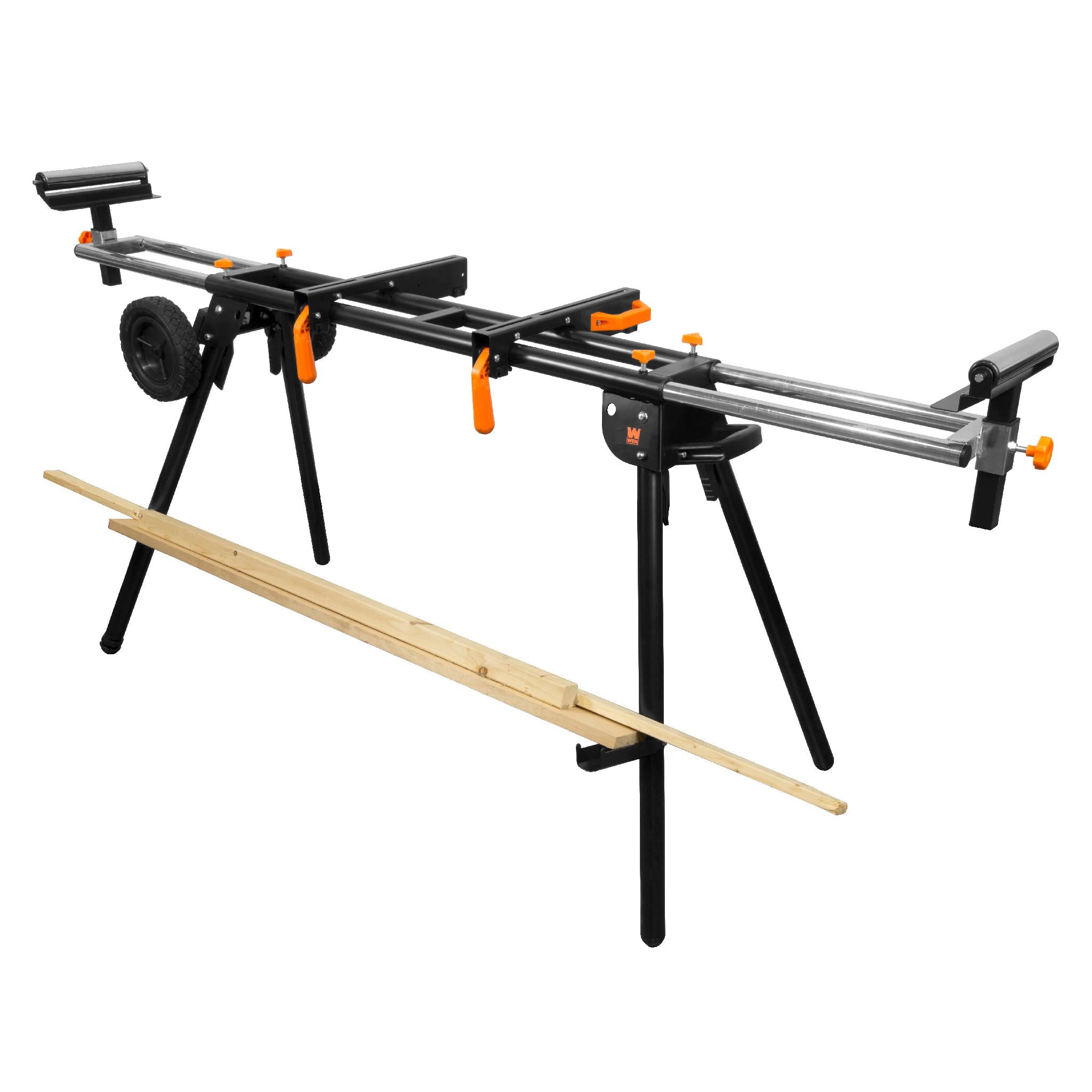 WEN MSA330 Collapsible Rolling Miter Saw Stand with 3 Onboard Outlets - Portable Workbench for Woodworking, DIY Projects, and Jobsite Use