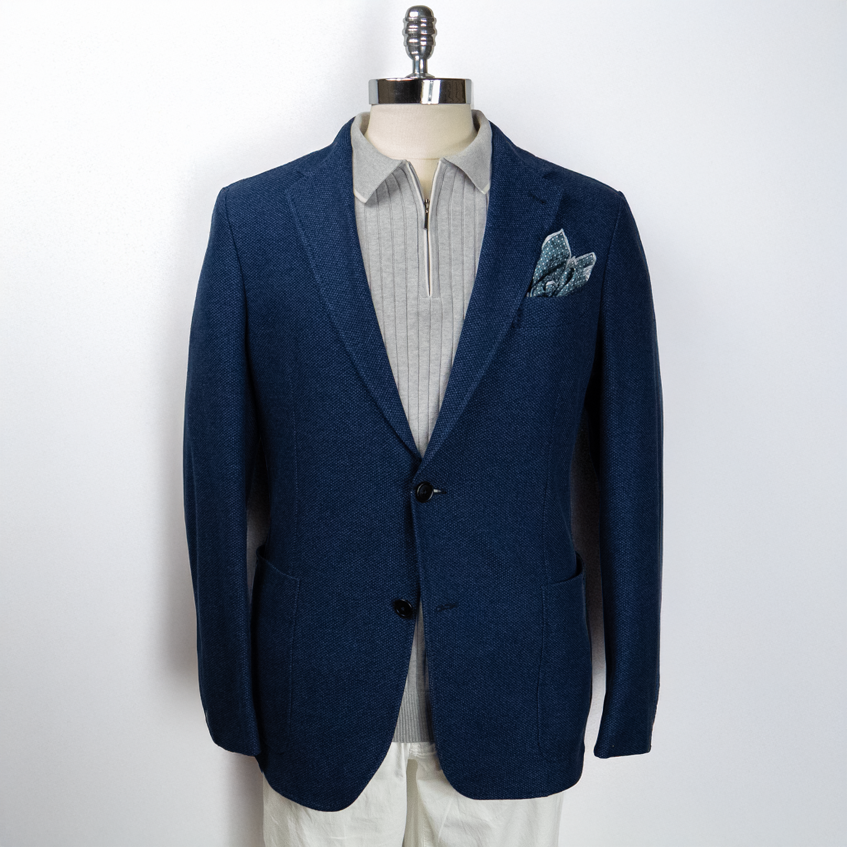 ZEGNA Navy Blue Jersey Jacket for Men - Lightweight Casual Blazer for Business & Travel - Perfect for Office, Dinner Dates & Outdoor Events
