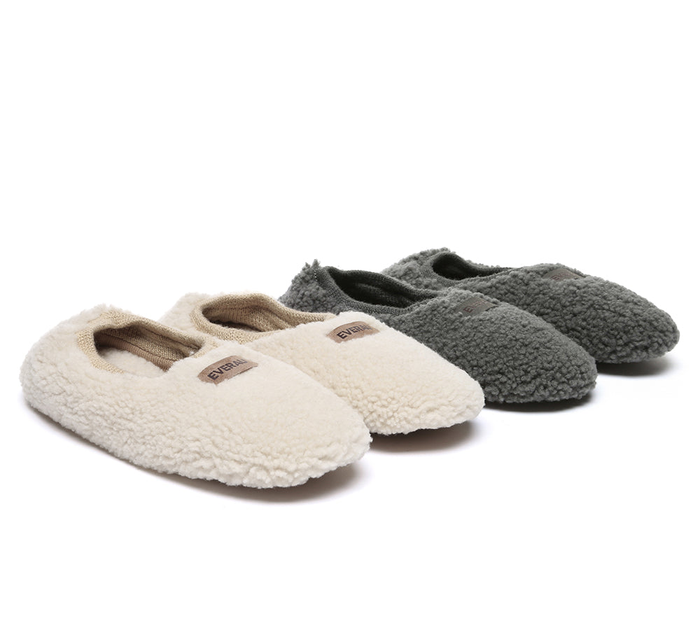 EVERAU® Women's UGG Slippers - Cozy Curly Sheepskin Wool House Shoes with Elastic Band for Indoor Comfort | Perfect for Winter Warmth & Home Relaxation