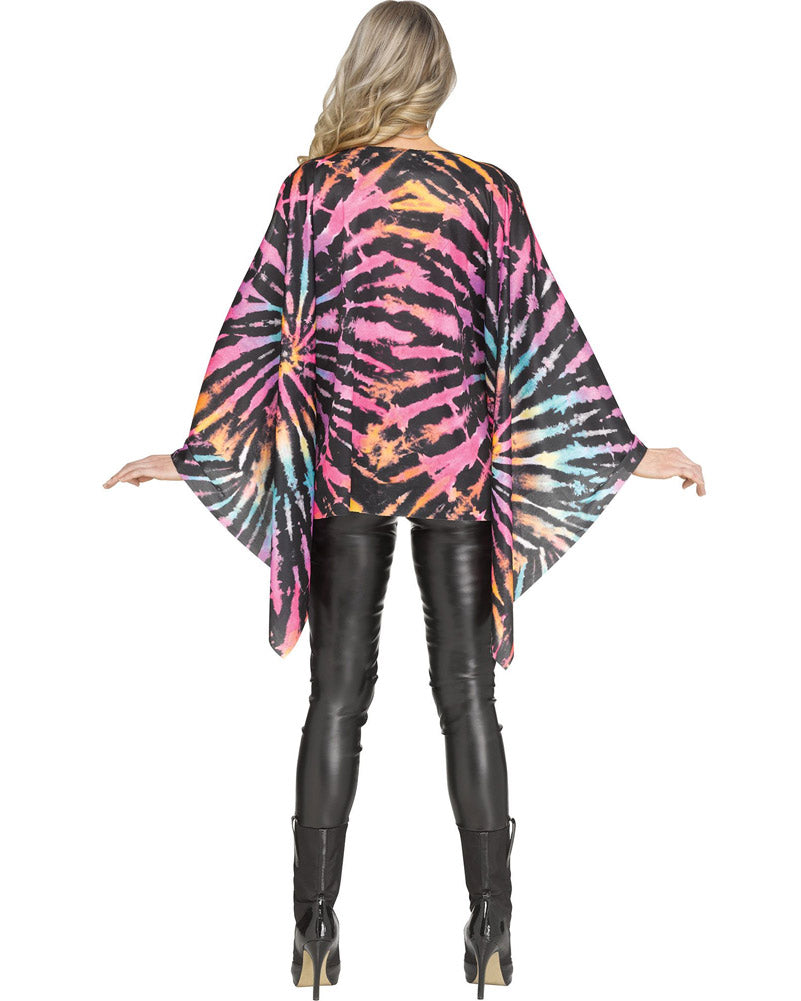 60s Hippie Poncho for Women - Vintage Peace and Love Costume - Perfect for Halloween, Themed Parties, and Music Festivals