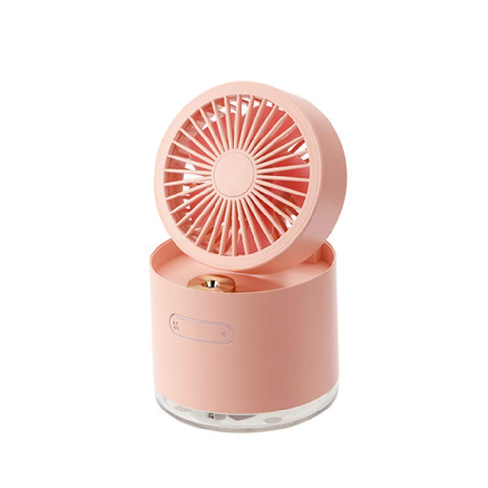 TYI - Mini Portable USB Rechargeable Desktop Fan with 2000mAh Battery, 3-Speed Adjustable & Foldable Design, Built-in Humidifier - Perfect for Kids, Students, Office, Travel, and Outdoor Activities (Pink)
