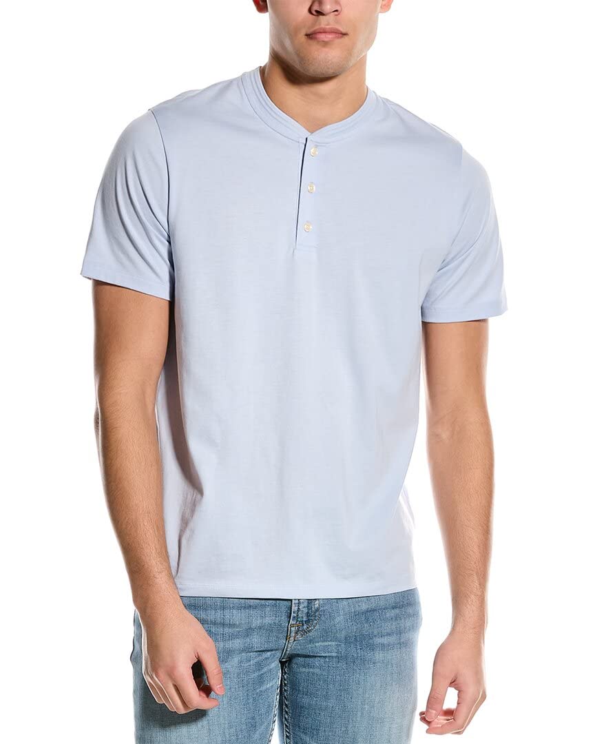 Vince Men's Pima Cotton Short Sleeve Henley Shirt - Soft Breathable Casual Tee for Everyday Wear & Outdoor Activities