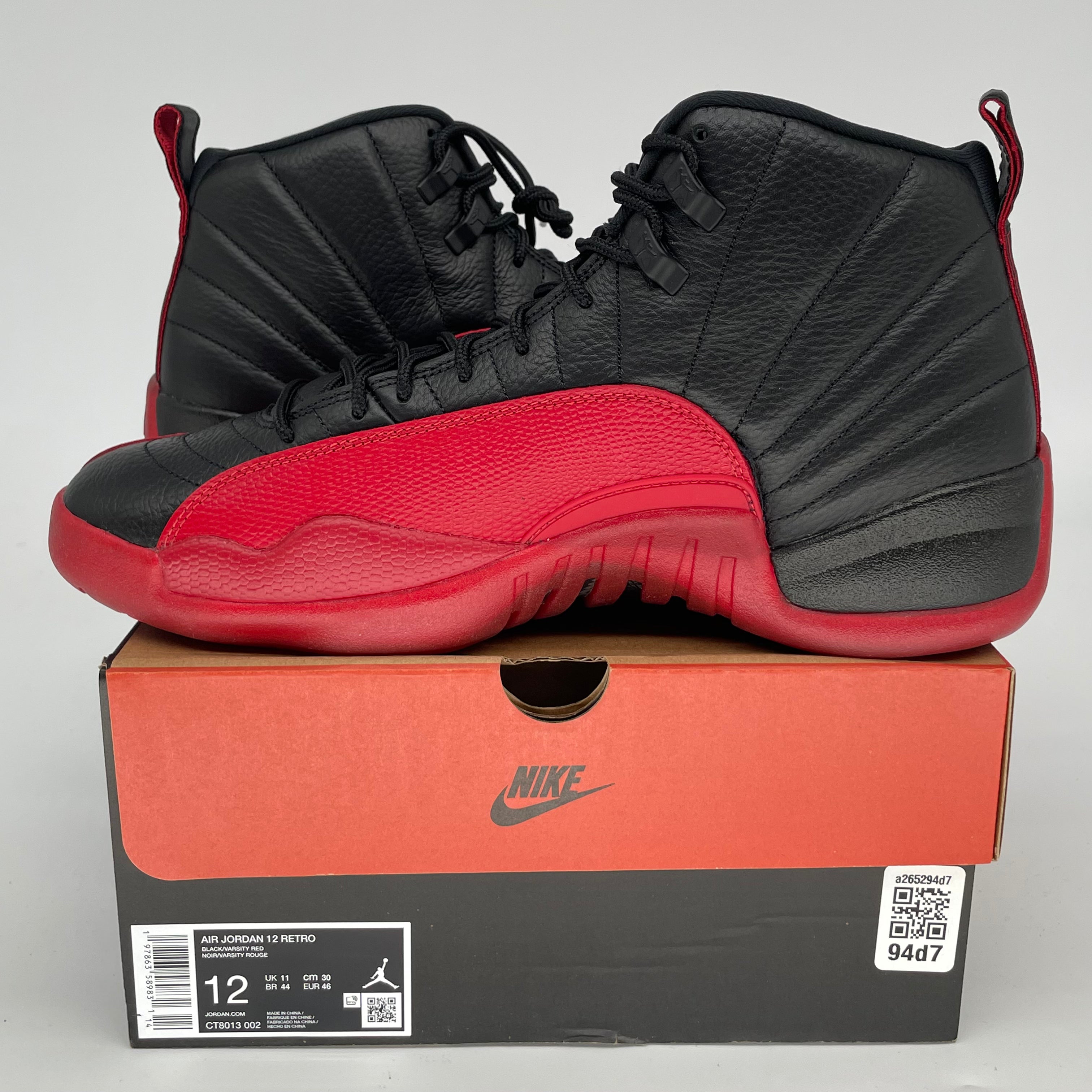 Original Air Jordan 12 Retro 'Flu Game' Basketball Shoes - Men's Size 12 (CT8013-002) - Black/Red - Perfect for NBA Games, Streetwear & Sneaker Collectors