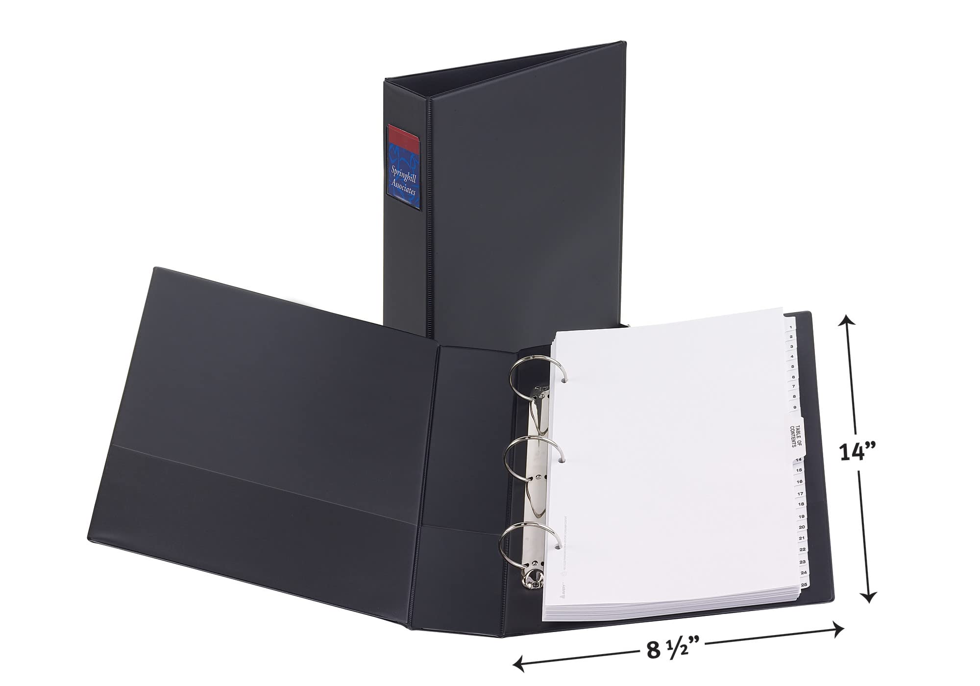 Avery Legal-Size 3 Ring Binder - 2 Inch Round Rings, Holds 8.5 x 14 Paper - Durable Black Binder (06401) for Office, School, and Document Organization