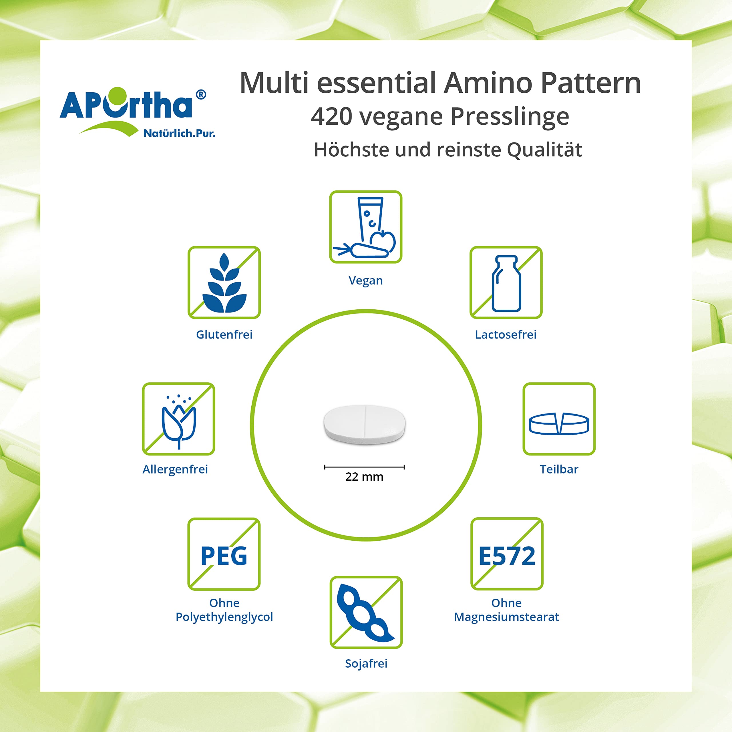 APOrtho Multi Essential Amino Acid 420 Pellets - High Dose Vegan EAA Supplement with 8 Essential Amino Acids for Optimal Protein Support | Muscle Recovery & Athletic Performance Booster