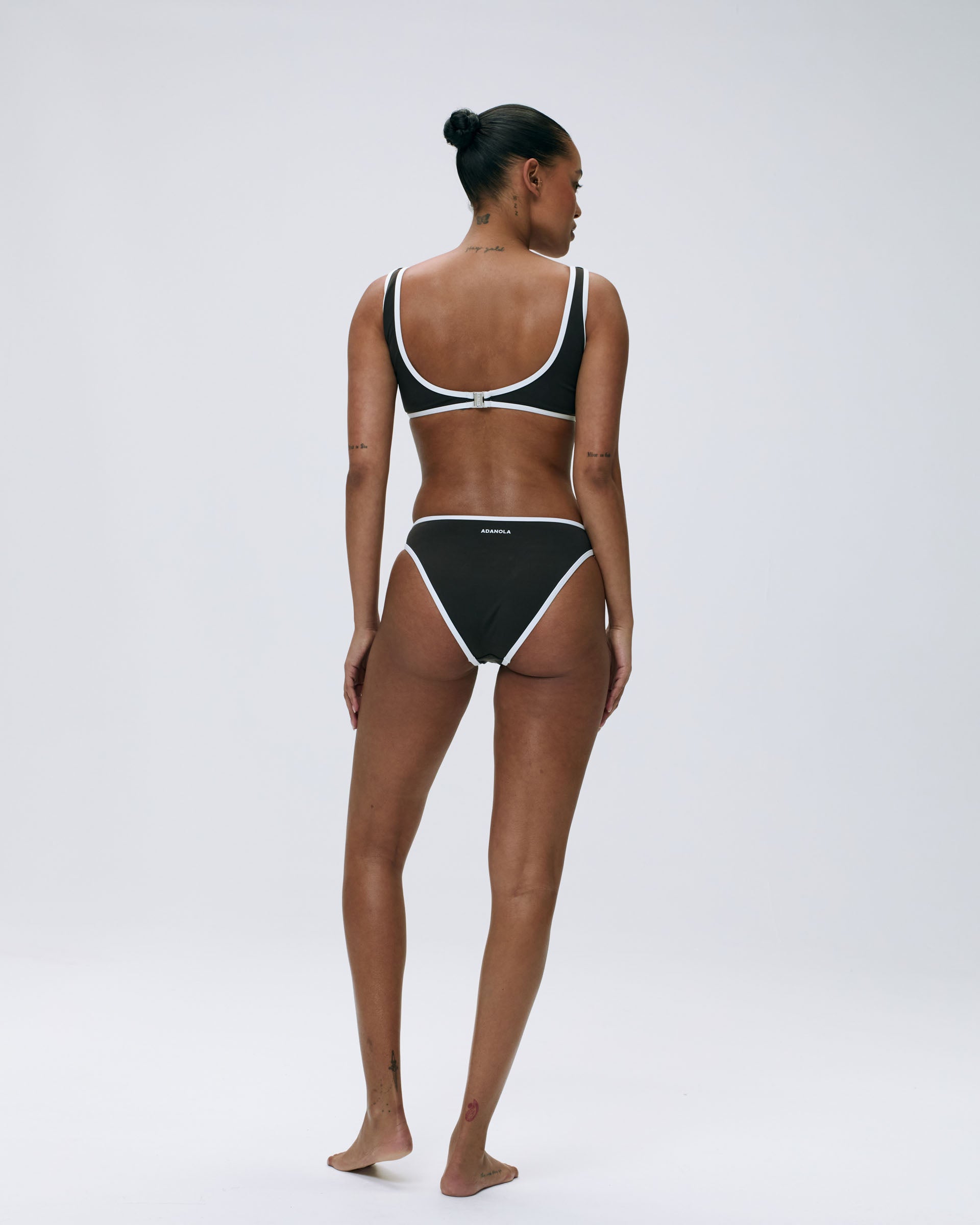 High Waist Contrast Bikini Bottom - Coffee Bean & Marshmallow White | Sexy Swimwear for Beach, Pool & Vacation | Women's Fashion Bathing Suit