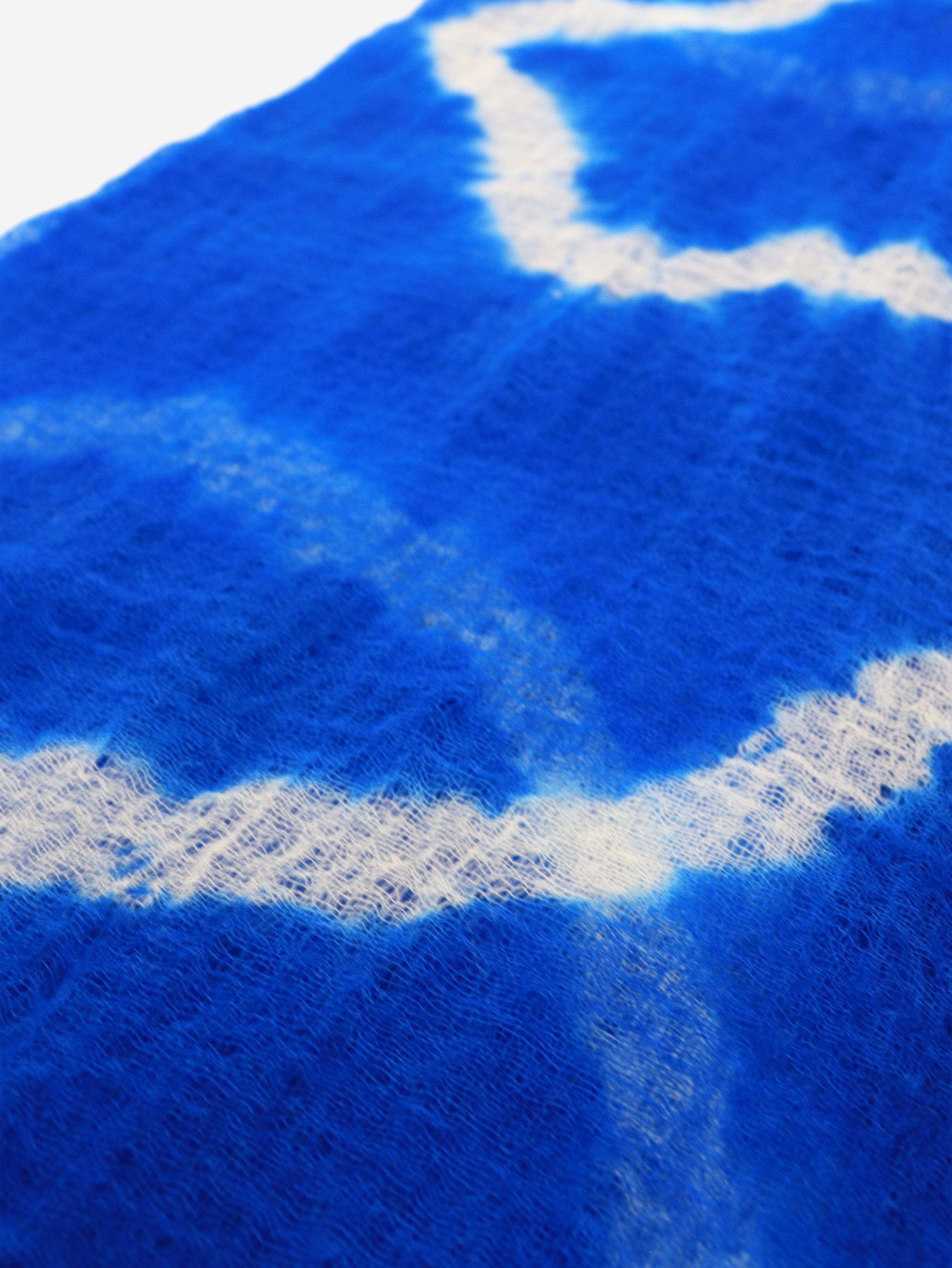 Handmade Blue and White Shibori Cashmere Scarf - Luxurious Soft Winter Wrap for Women - Perfect for Gifts, Travel & Cold Weather Fashion
