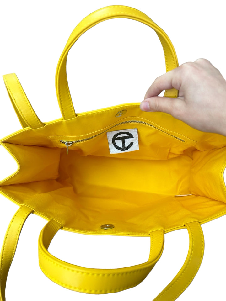 Telfar Medium Shopping Tote Bag in Yellow | Vegan Leather Handbag for Women | Perfect for Work, Travel & Everyday Use