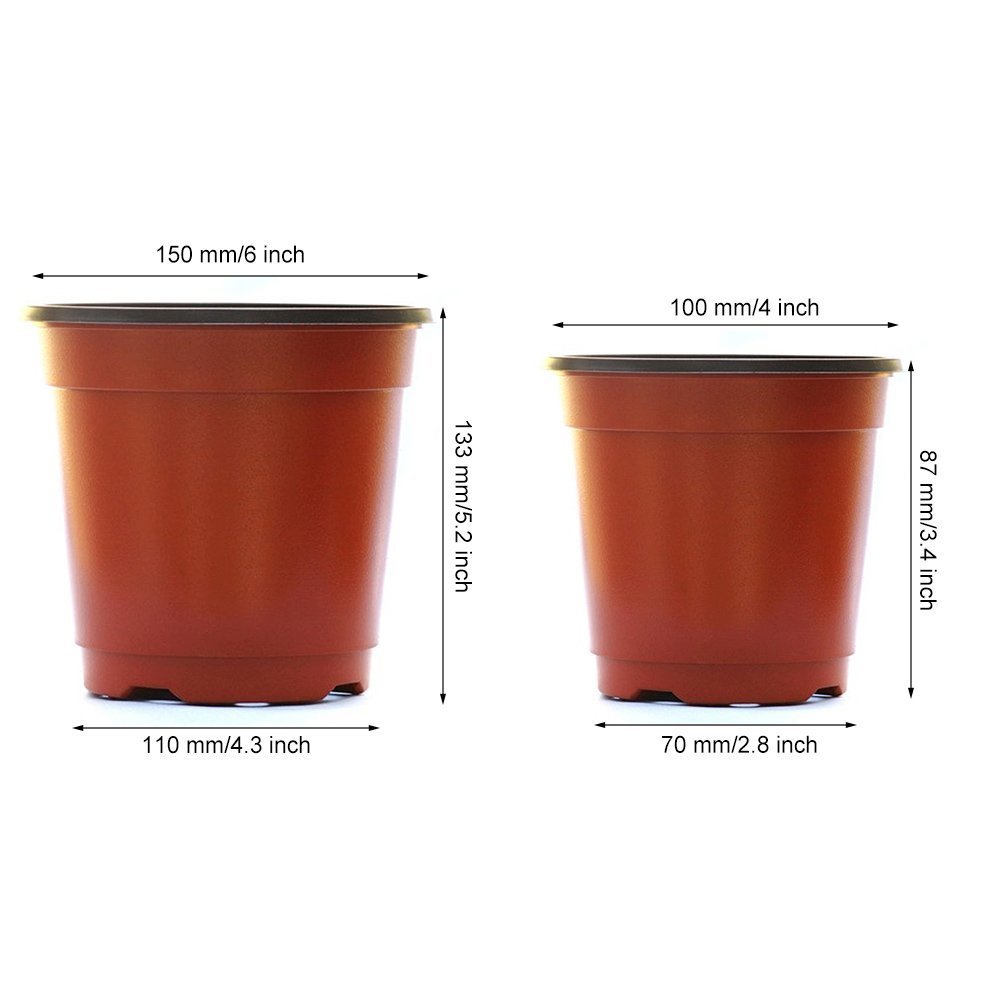 Oubest 4 Inch Plastic Plant Nursery Pots - 50 Pack Reusable Seed Starter Pots for Seedlings, Cuttings & Transplanting - Perfect for Indoor/Outdoor Gardening, Greenhouses & Home Plant Care