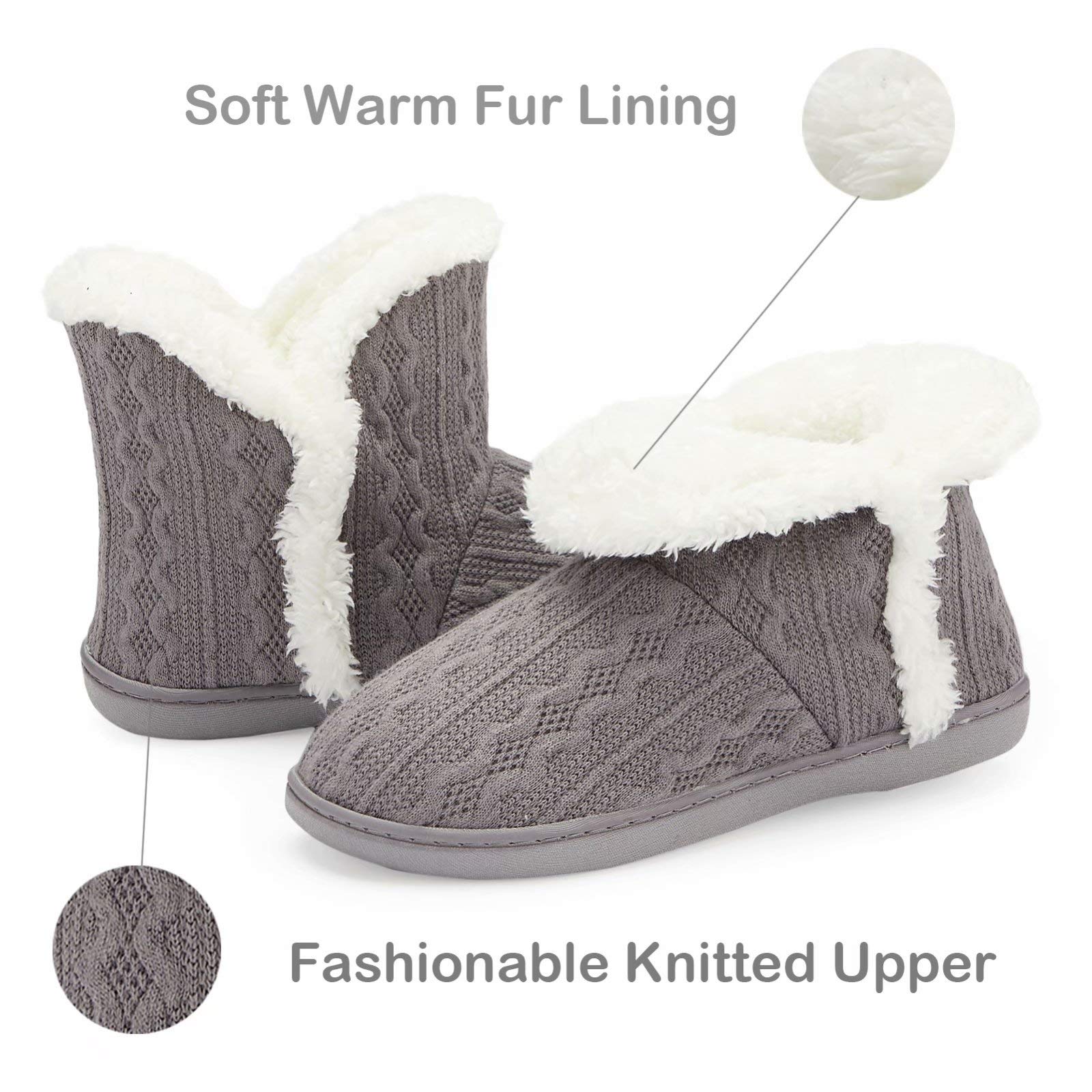 TUOBUQU Women's Cozy Plush Bootie Slippers - Warm Winter House Shoes for Indoor & Outdoor Use - Perfect for Home, Office, and Cold Weather Comfort