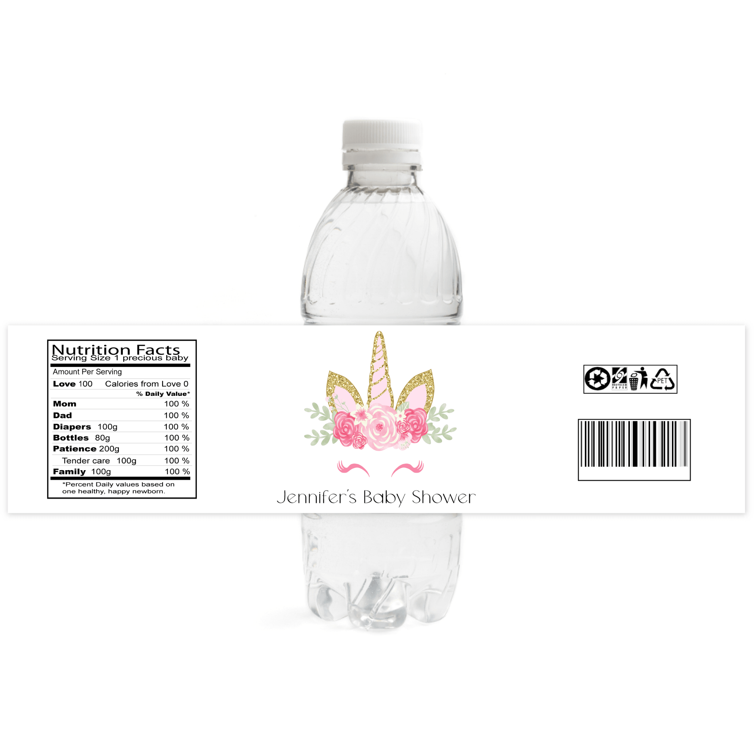 Personalized Unicorn Baby Shower Water Bottle Labels - Adhesive Stickers for Gender Reveal Party Decorations - Perfect for Baby Showers, Birthday Parties & Special Events