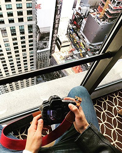 Premium Burgundy Denim DSLR Camera Strap - Universal Fit for Canon, Nikon, Sony & Leica Cameras - Comfortable & Adjustable SLR Camera Accessory - Perfect for Travel, Photography & Everyday Use (Red)