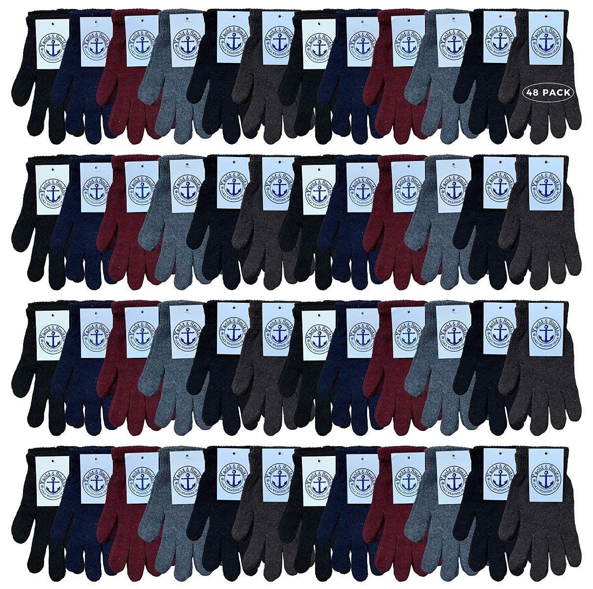 Yacht & Smith Wholesale Winter Beanie and Glove Set - Bulk Pack for Kids & Adults - Warm Knit Hats & Gloves Combo - Perfect for Homeless Donations, Shelters, Schools and Outdoor Activities