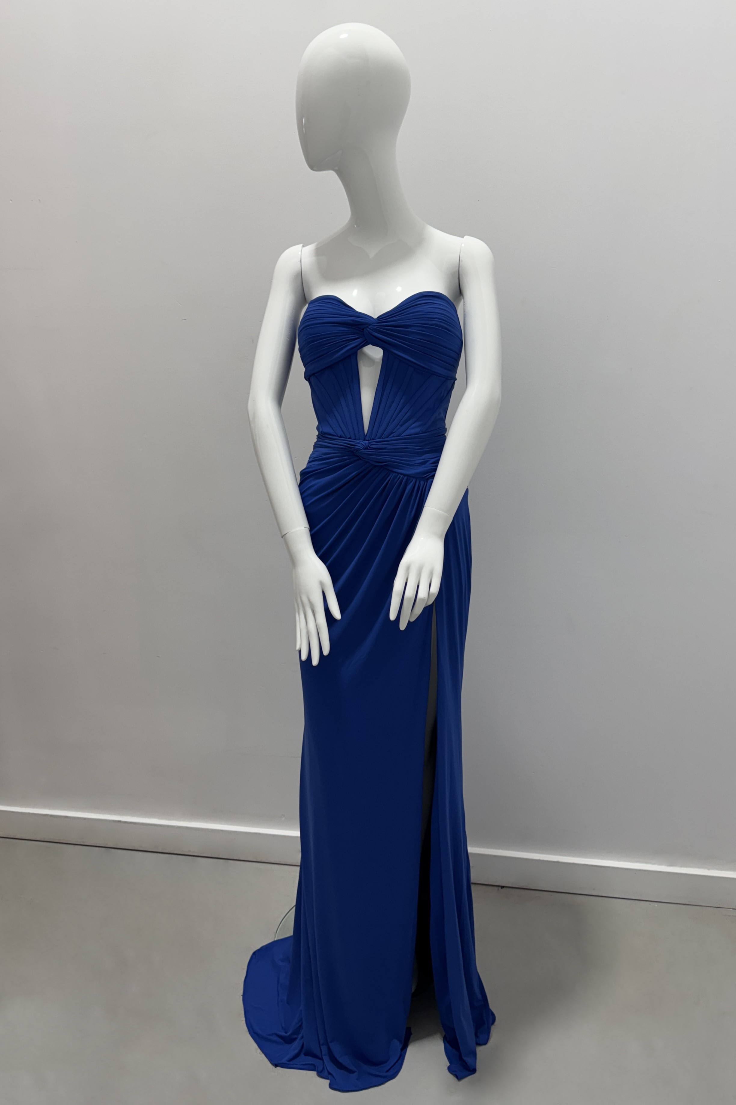 Elegant Gathered Ruched Cutout Gown - Women's Formal Evening Dress for Prom, Wedding & Special Occasions