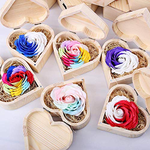 2PCS Unfinished Heart Shaped Wooden DIY Storage Boxes - Unpainted Craft Organizer for Jewelry, Gifts & Artist Supplies | Perfect for Home Decor, Wedding Favors & Craft Projects
