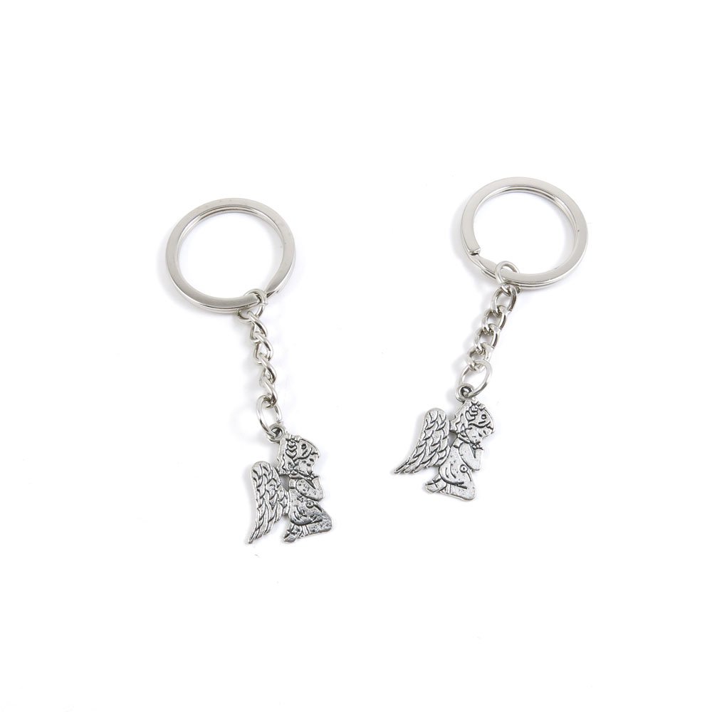 Antique Silver Tone Angel Cupid Keychain - Bulk Wholesale Key Ring Tags for Car Keys, House Keys & Office Keys - Perfect for Gifts, Promotions & Personal Use