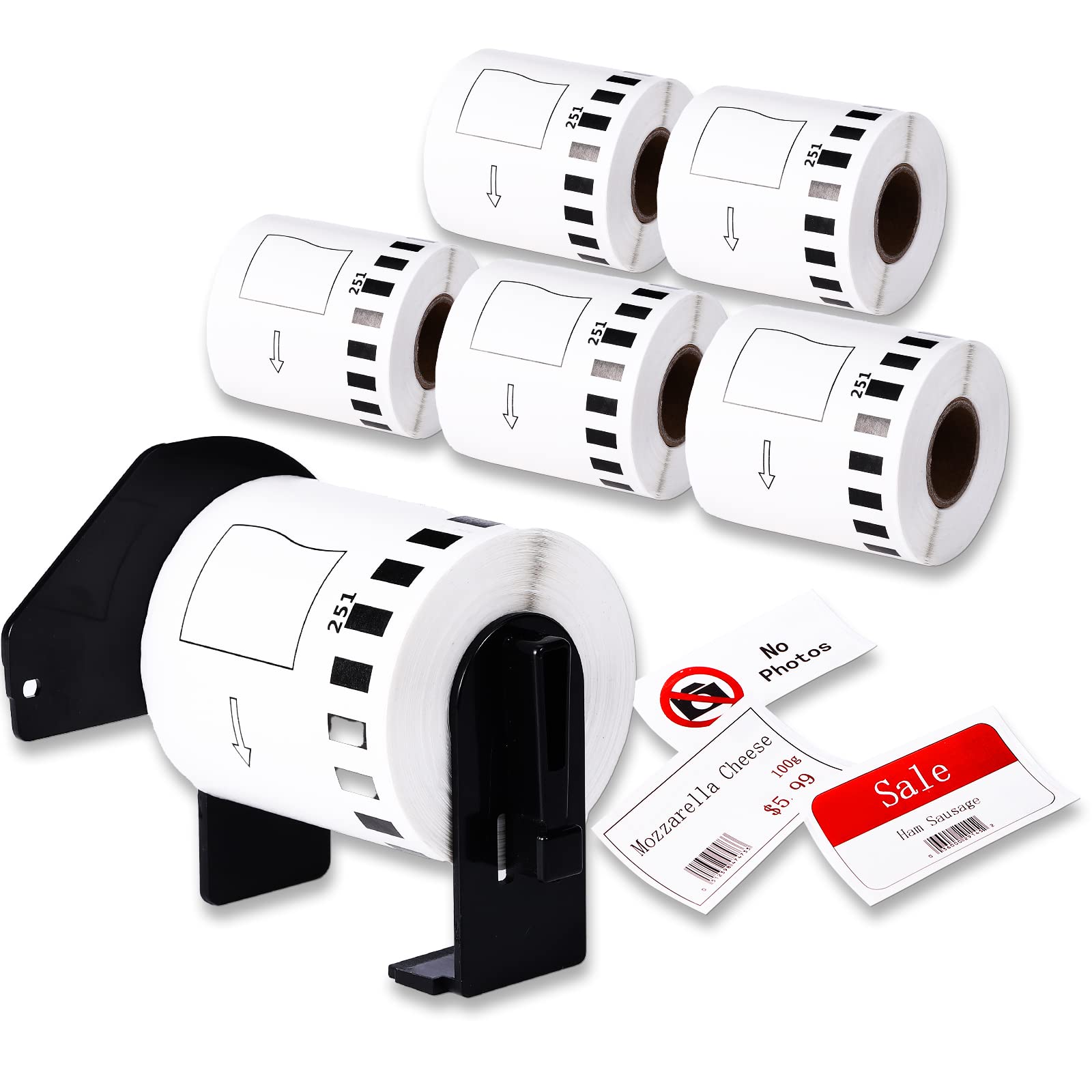 Brother QL-820NWB Label Rolls - Compatible with QL-800, QL-810W Printers - DK-2251 DK2251 Continuous Paper Tape (2.4