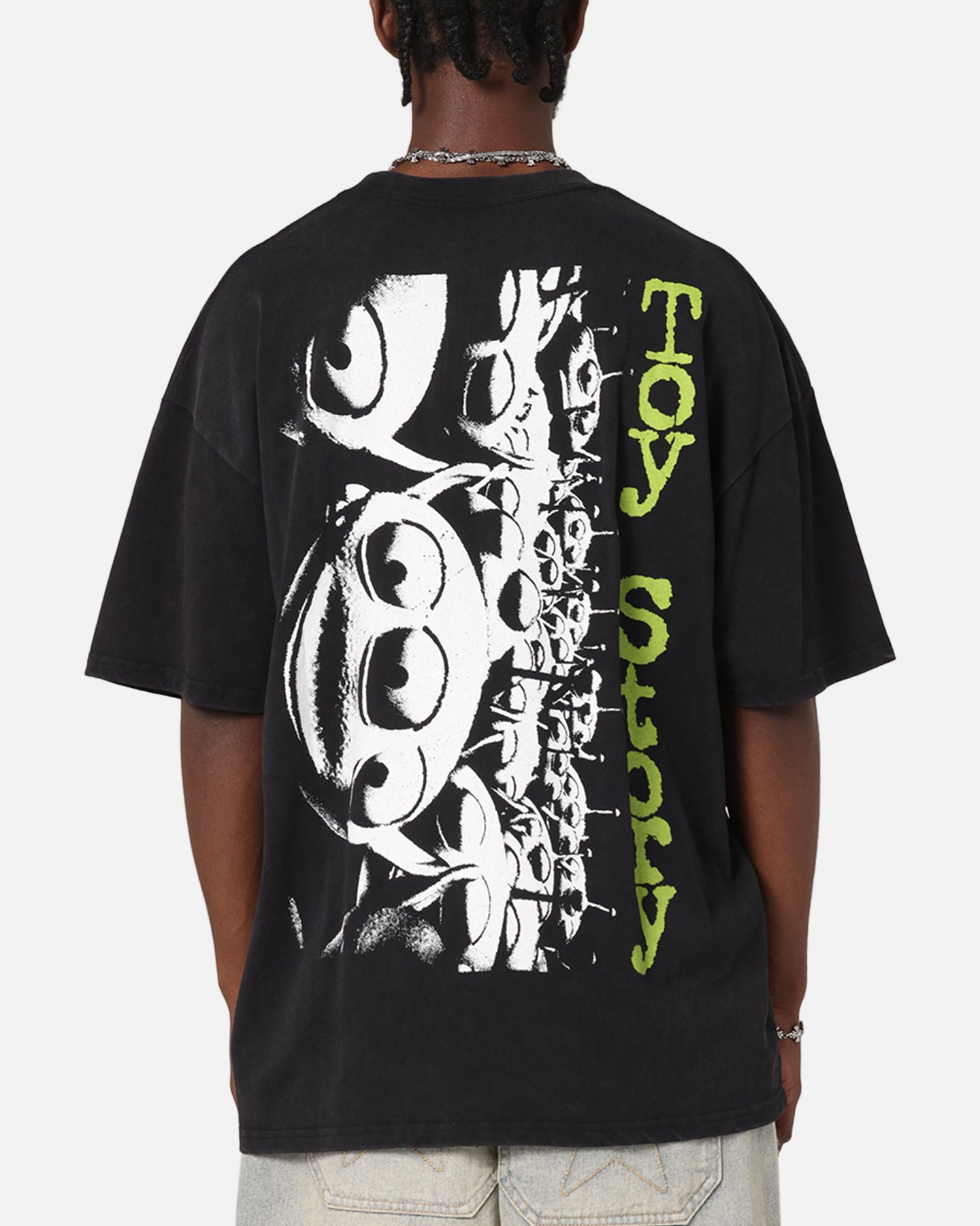 Vintage Disney Pixar Toy Story Little Green Men Acid Wash Black T-Shirt - Retro Cartoon Graphic Tee for Fans & Collectors - Perfect for Cosplay, Gifts, and Casual Wear