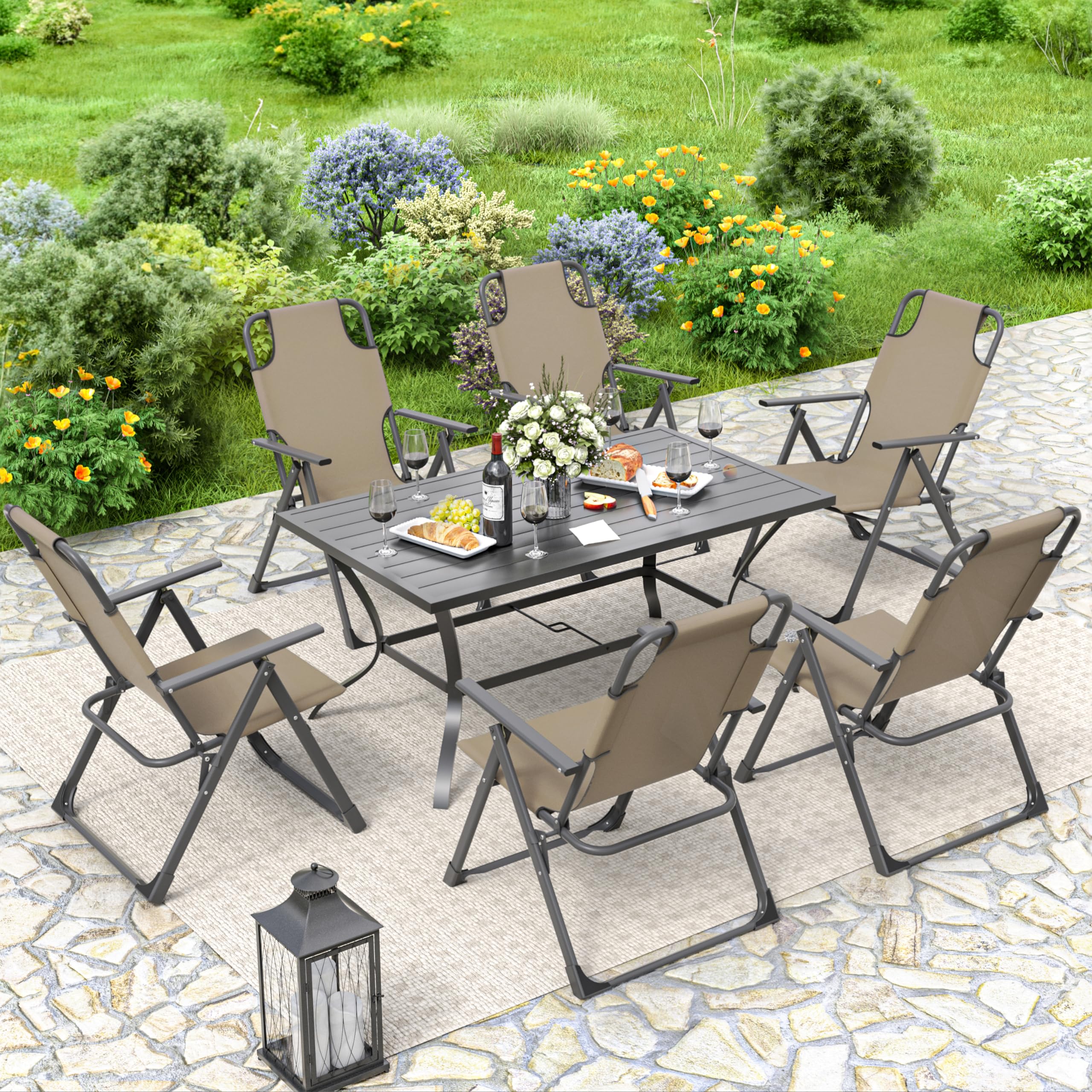 UDPATIO 2-Piece Outdoor Dining Chairs Set - Heavy Duty 300LB Weight Capacity - Weather-Resistant Beige Patio Furniture for Garden, Backyard, Poolside & Restaurant Use