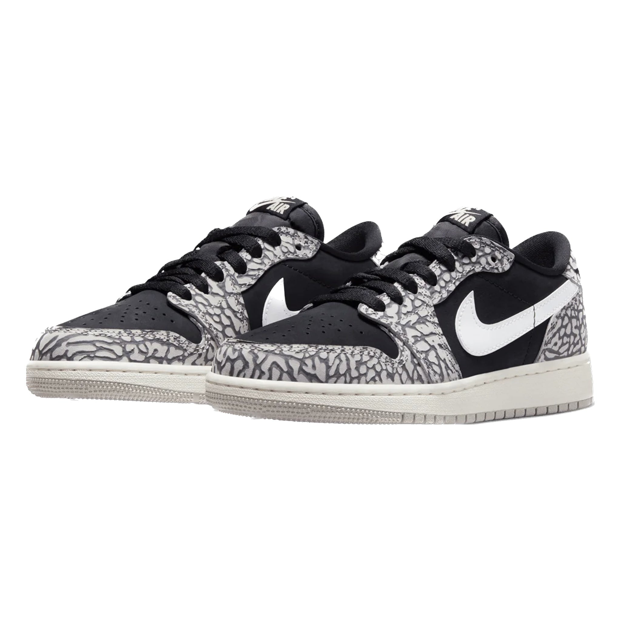 Air Jordan 1 Retro Low OG (GS) Sneakers - Black Cement, Muslin, Tech Grey & White Sail Colorway - Perfect for Basketball, Streetwear & Casual Outfits