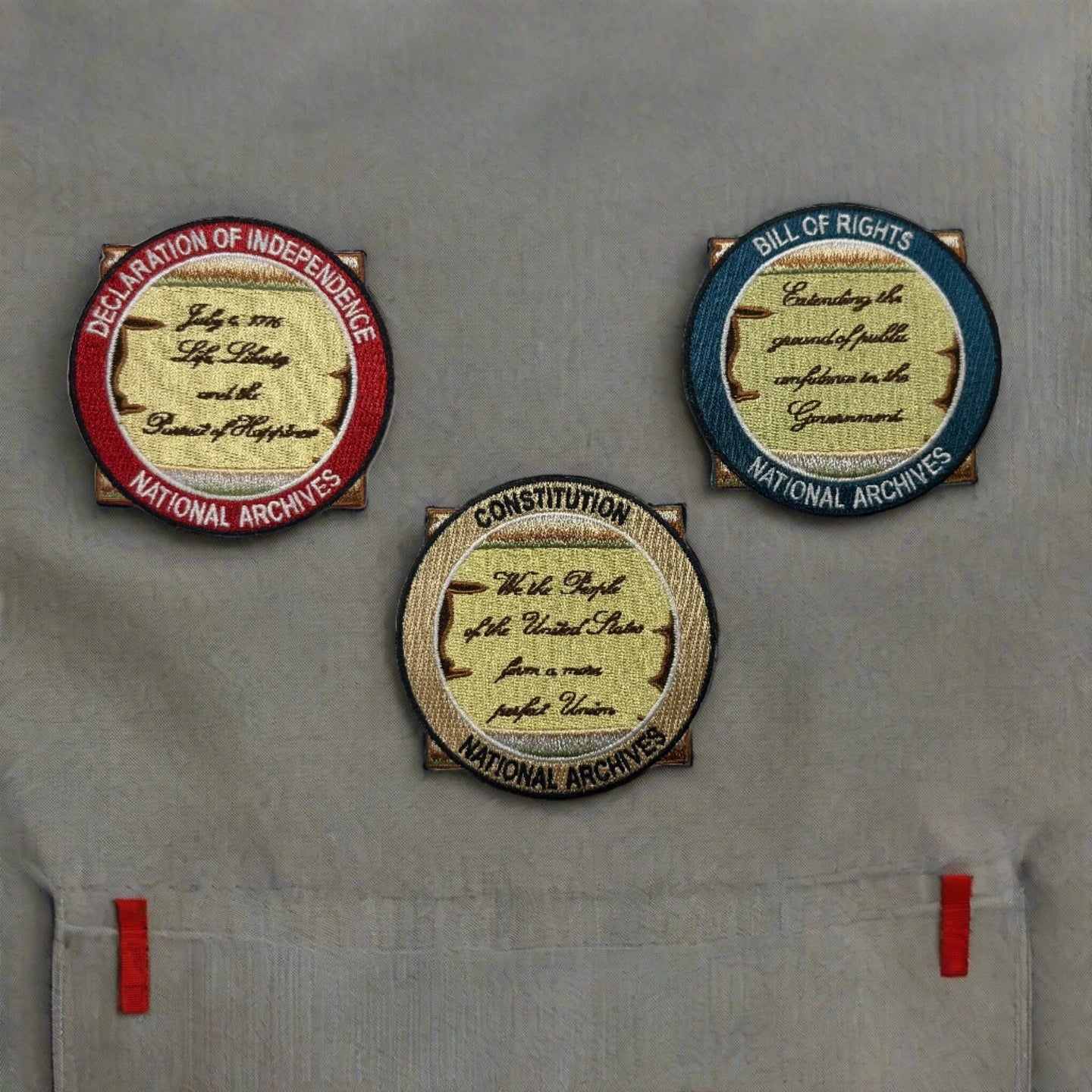 Charters of Freedom Embroidered Patches - Patriotic Iron-On Sew-On Badges for Jackets, Hats & Bags - Perfect for Military, Veterans & History Enthusiasts