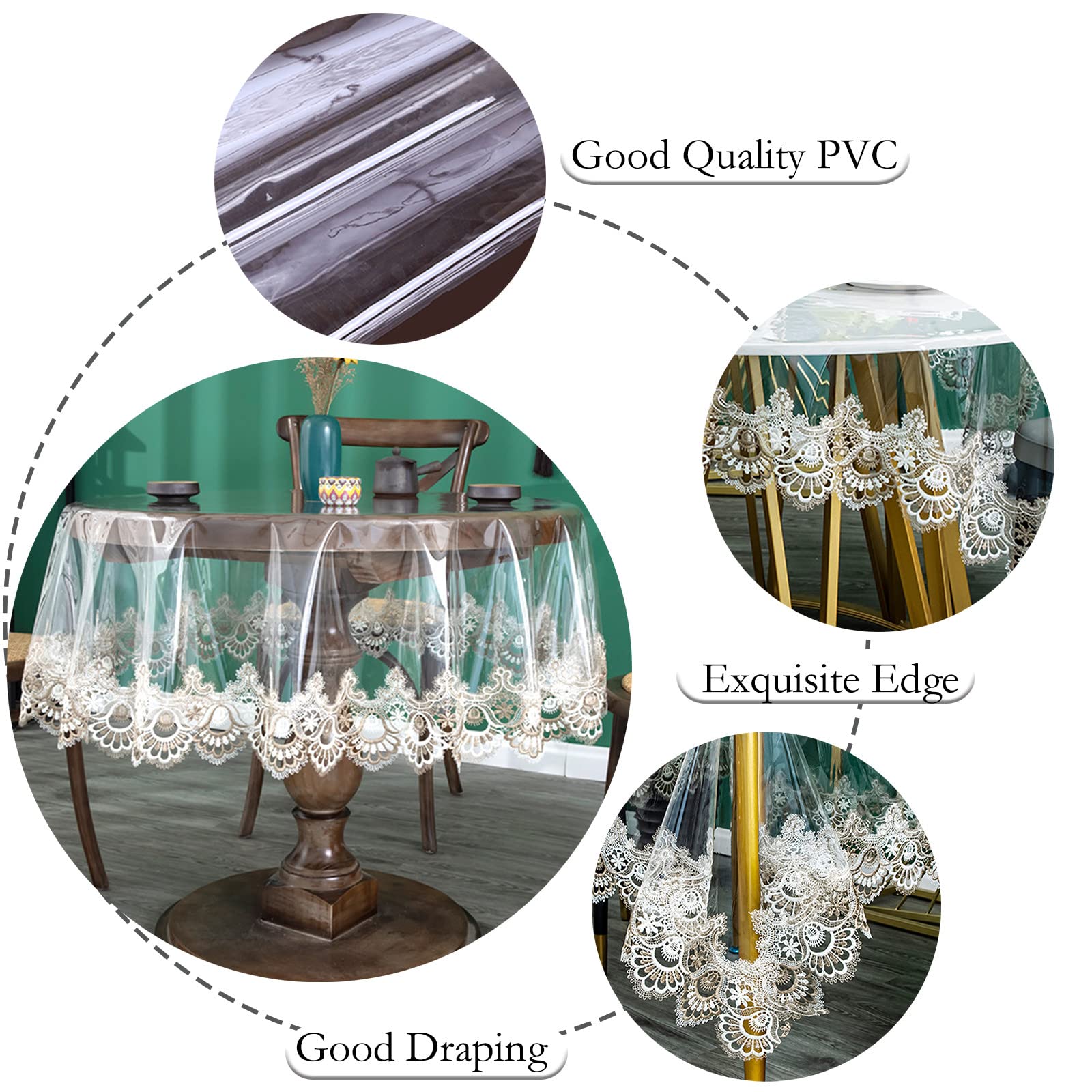 Clear PVC Waterproof Round Tablecloth 50