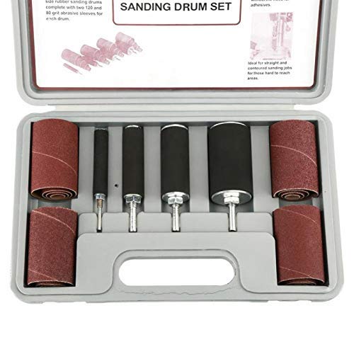 20-Piece Sanding Drum Set for Drill Press - Woodworking Abrasive Sleeves & Rubber Mandrels Kit - Perfect for DIY Projects, Wood Carving, and Metal Polishing