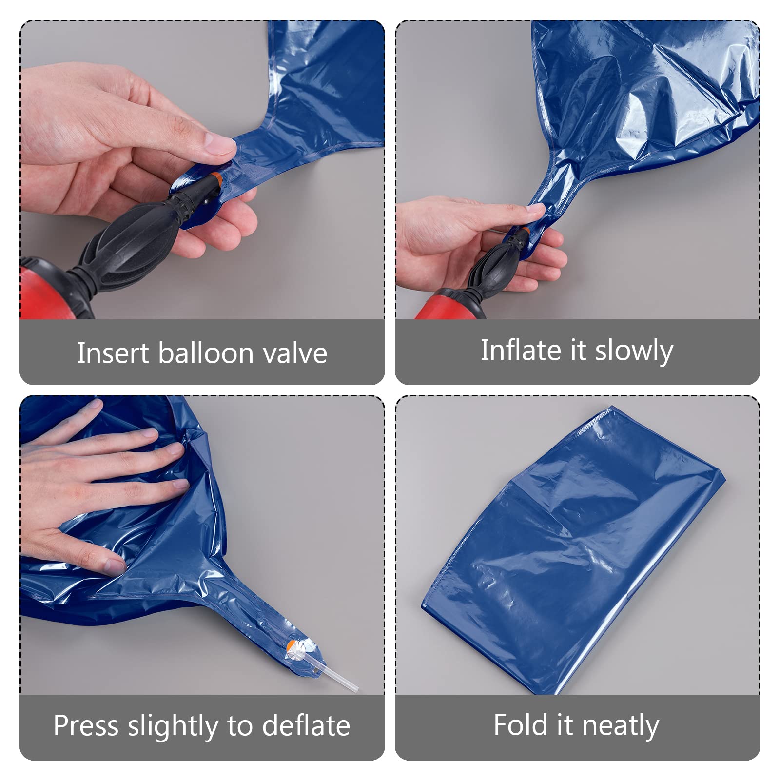 PartyWoo Dark Blue Balloons - 6 Pack 22 Inch Giant 4D Foil Balloons with Ribbon, Large Mylar Balloons for Birthday Party, Wedding & Event Decorations | Perfect for Baby Showers, Graduations & Anniversary Celebrations